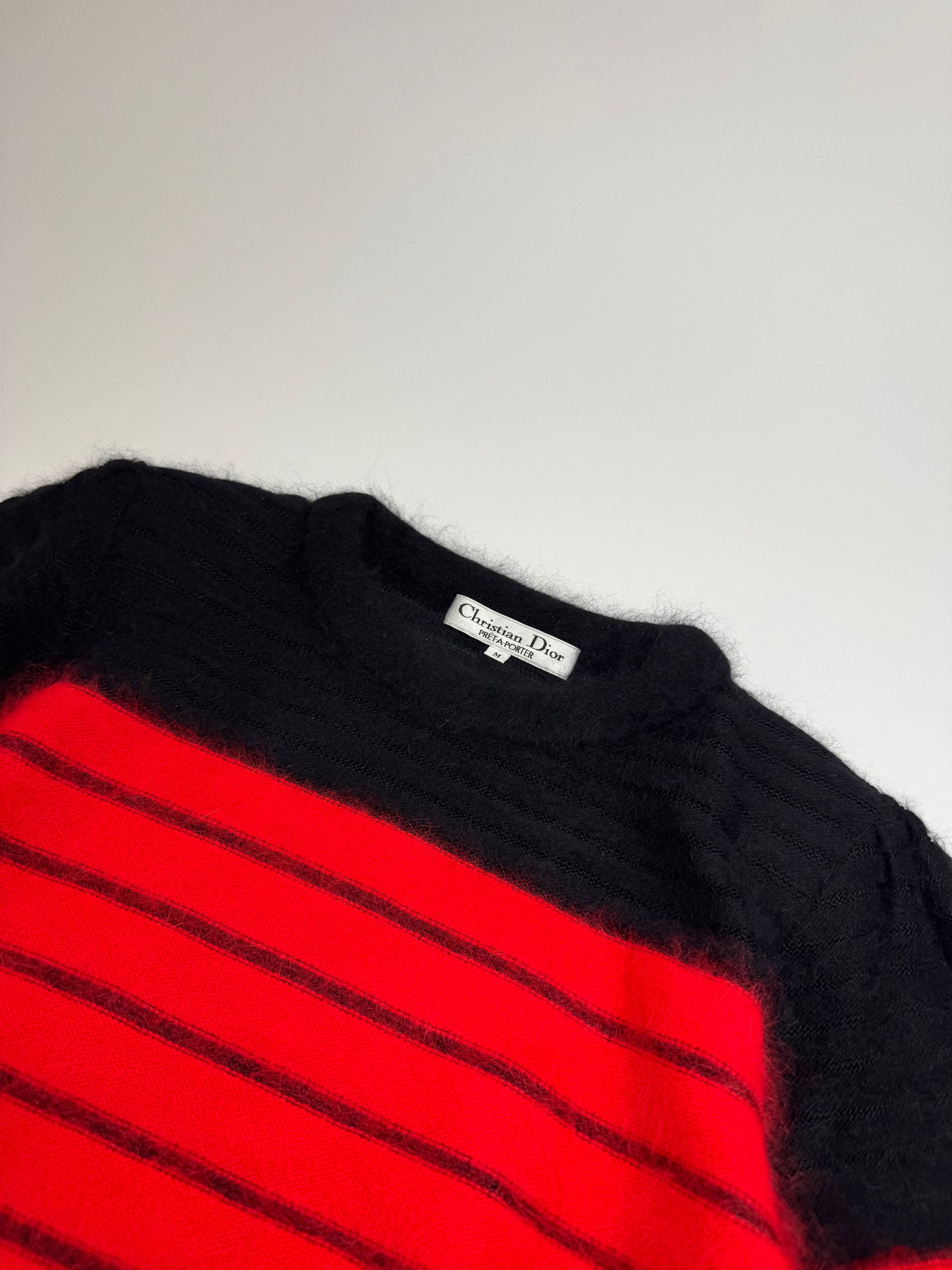 Dior Vintage Mohair Striped Sweater Black Red M Size M / US 6-8 / IT 42-44 - 6 Thumbnail