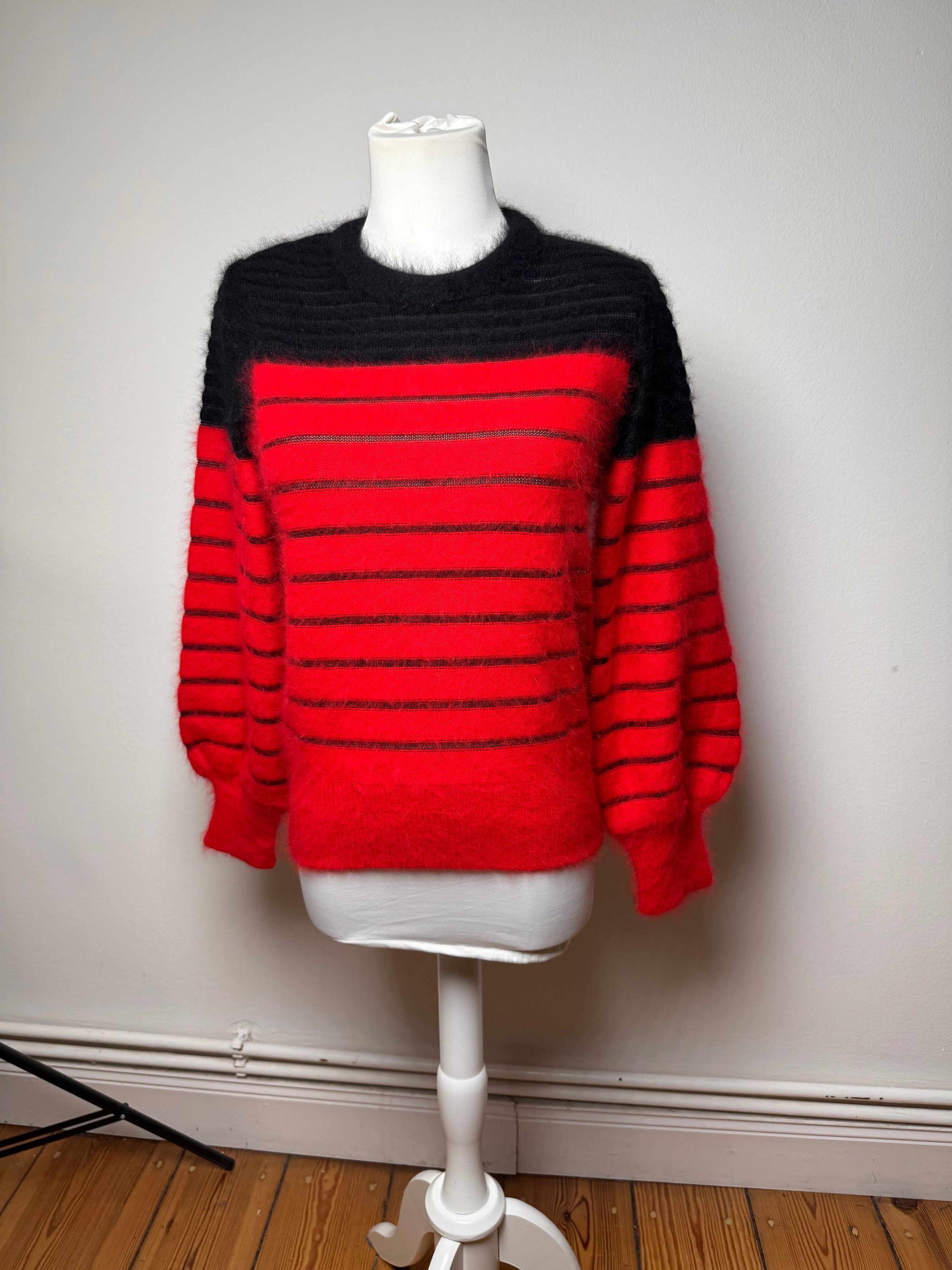 Dior Vintage Mohair Striped Sweater Black Red M Size M / US 6-8 / IT 42-44 - 2 Thumbnail
