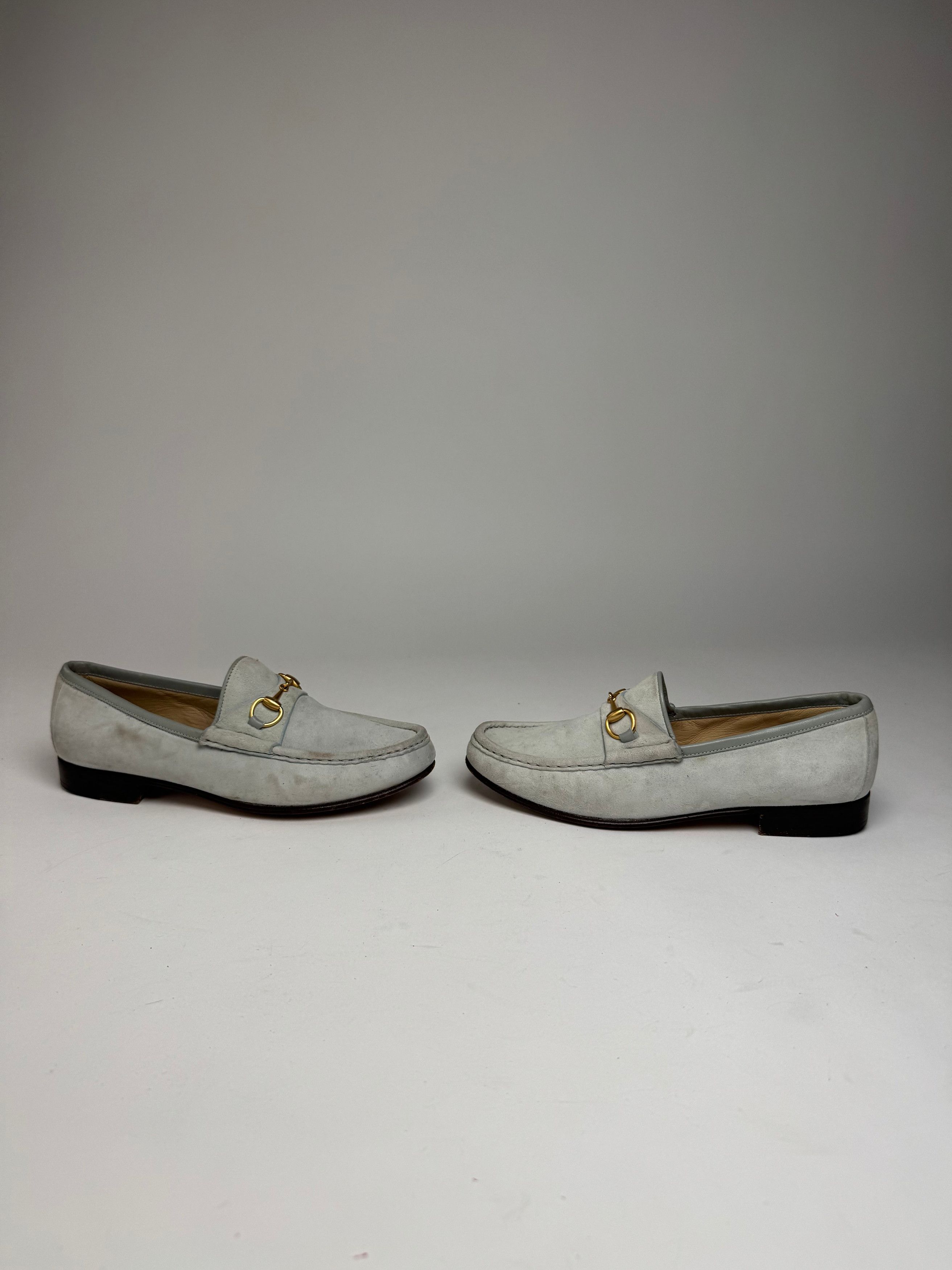 Gucci Vintage Suede Horsebit Loafer Light Blue 36,5C Size US 5.5 / IT 35.5 - 3 Thumbnail