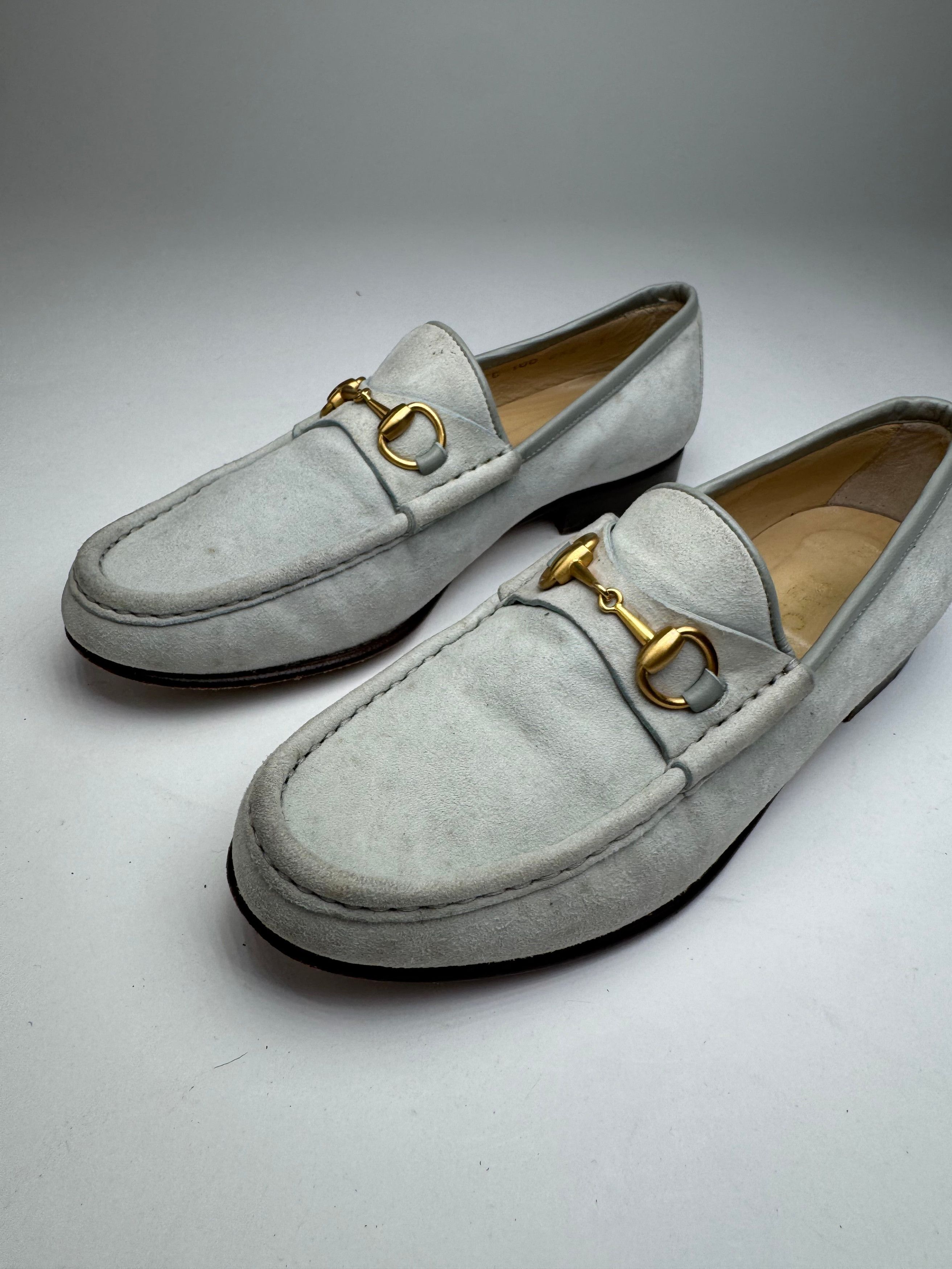 Gucci Vintage Suede Horsebit Loafer Light Blue 36,5C Size US 5.5 / IT 35.5 - 4 Thumbnail