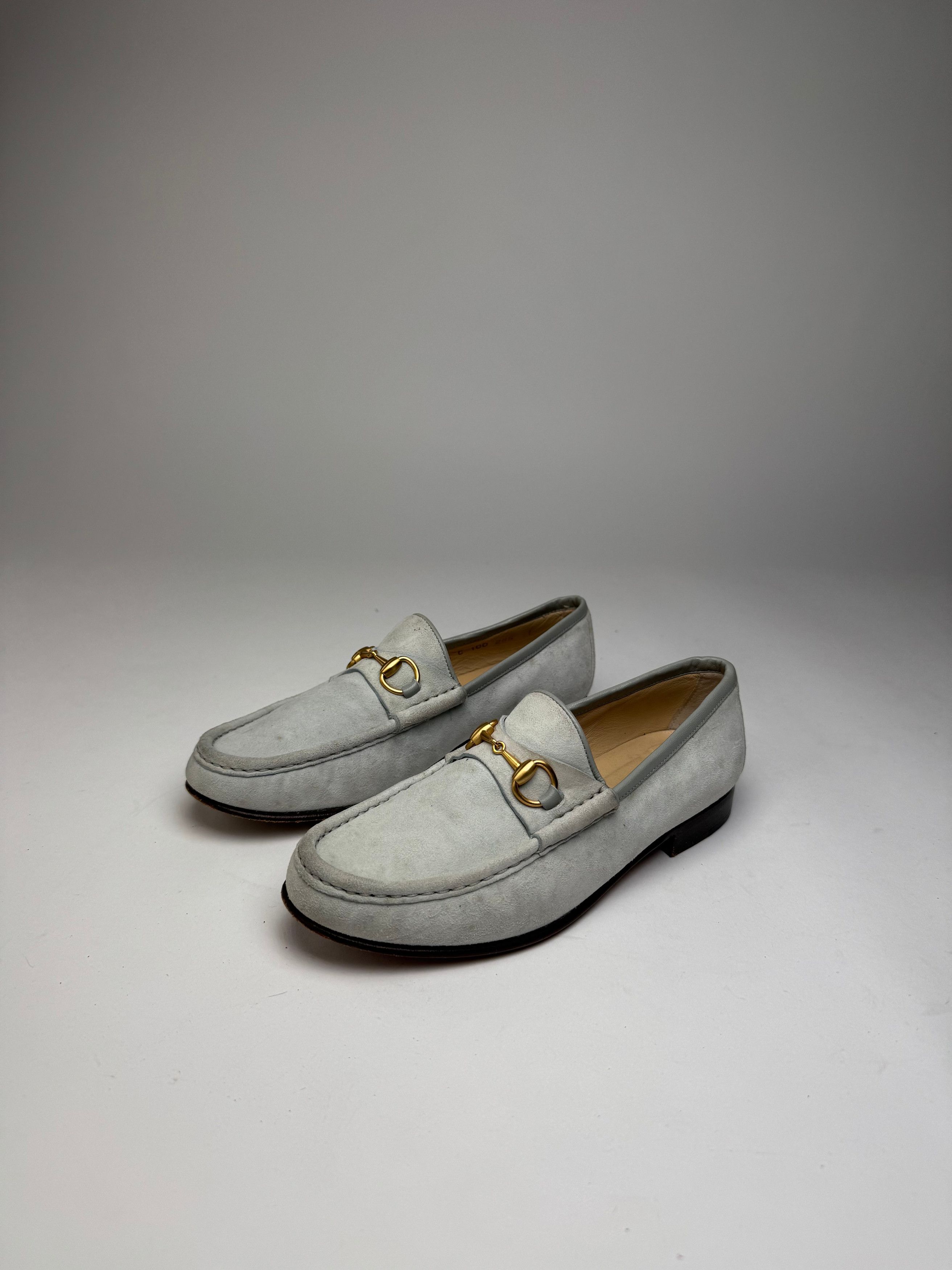 Gucci Vintage Suede Horsebit Loafer Light Blue 36,5C Size US 5.5 / IT 35.5 - 9 Thumbnail