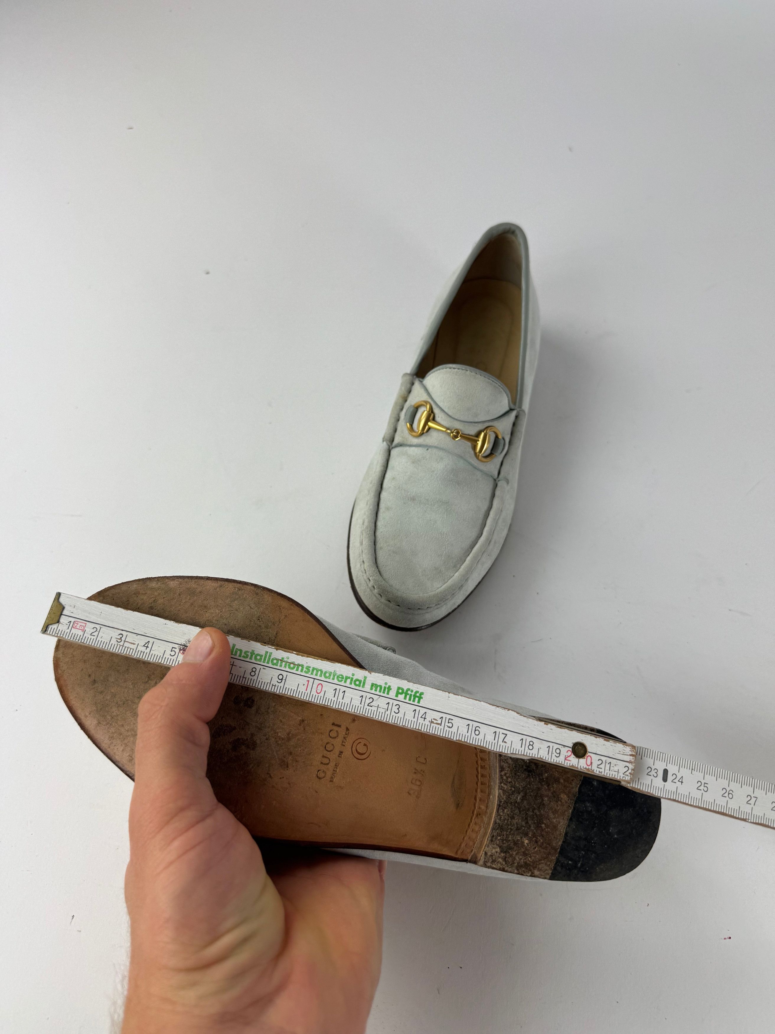 Gucci Vintage Suede Horsebit Loafer Light Blue 36,5C Size US 5.5 / IT 35.5 - 8 Thumbnail
