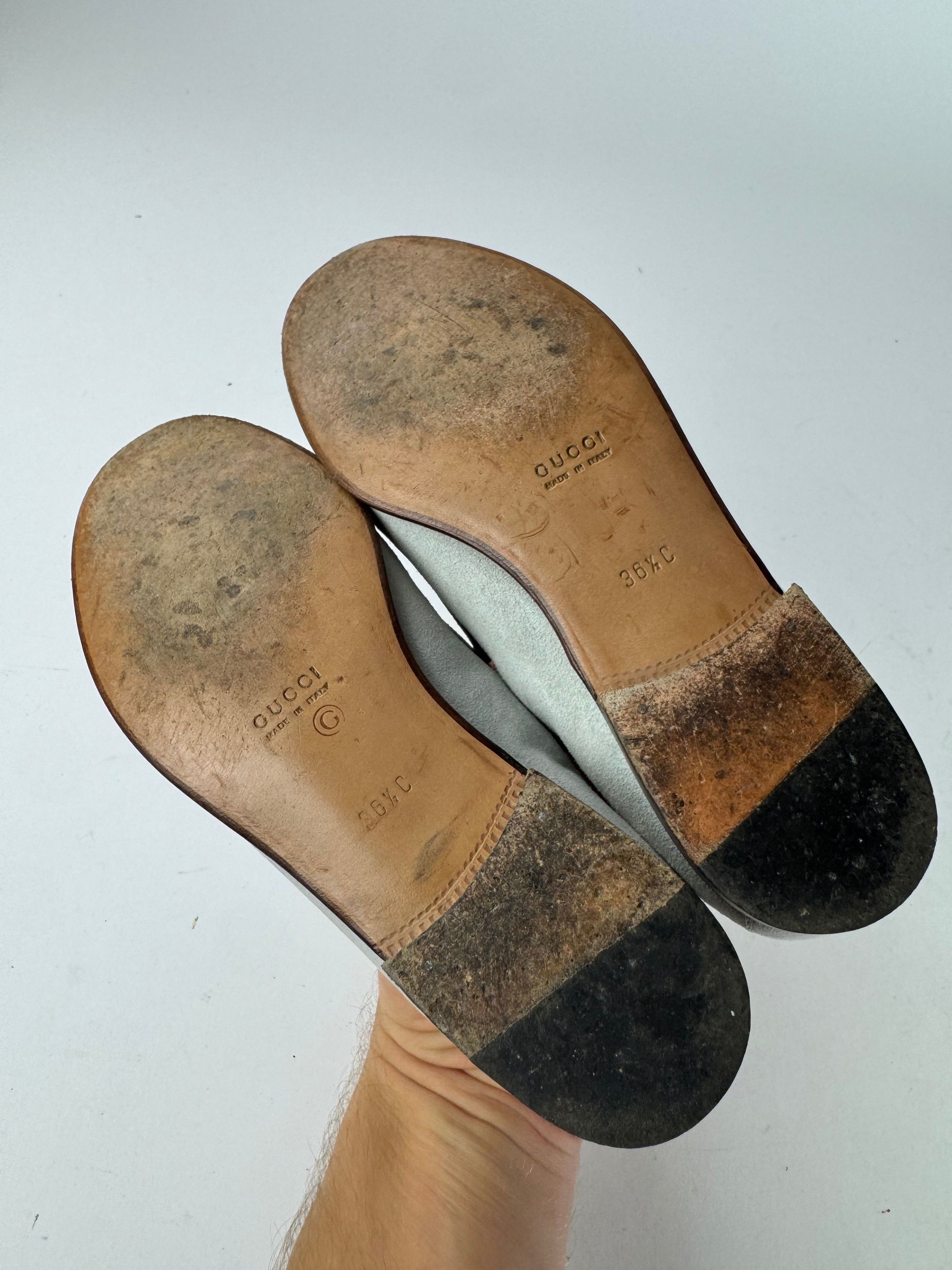 Gucci Vintage Suede Horsebit Loafer Light Blue 36,5C Size US 5.5 / IT 35.5 - 6 Thumbnail