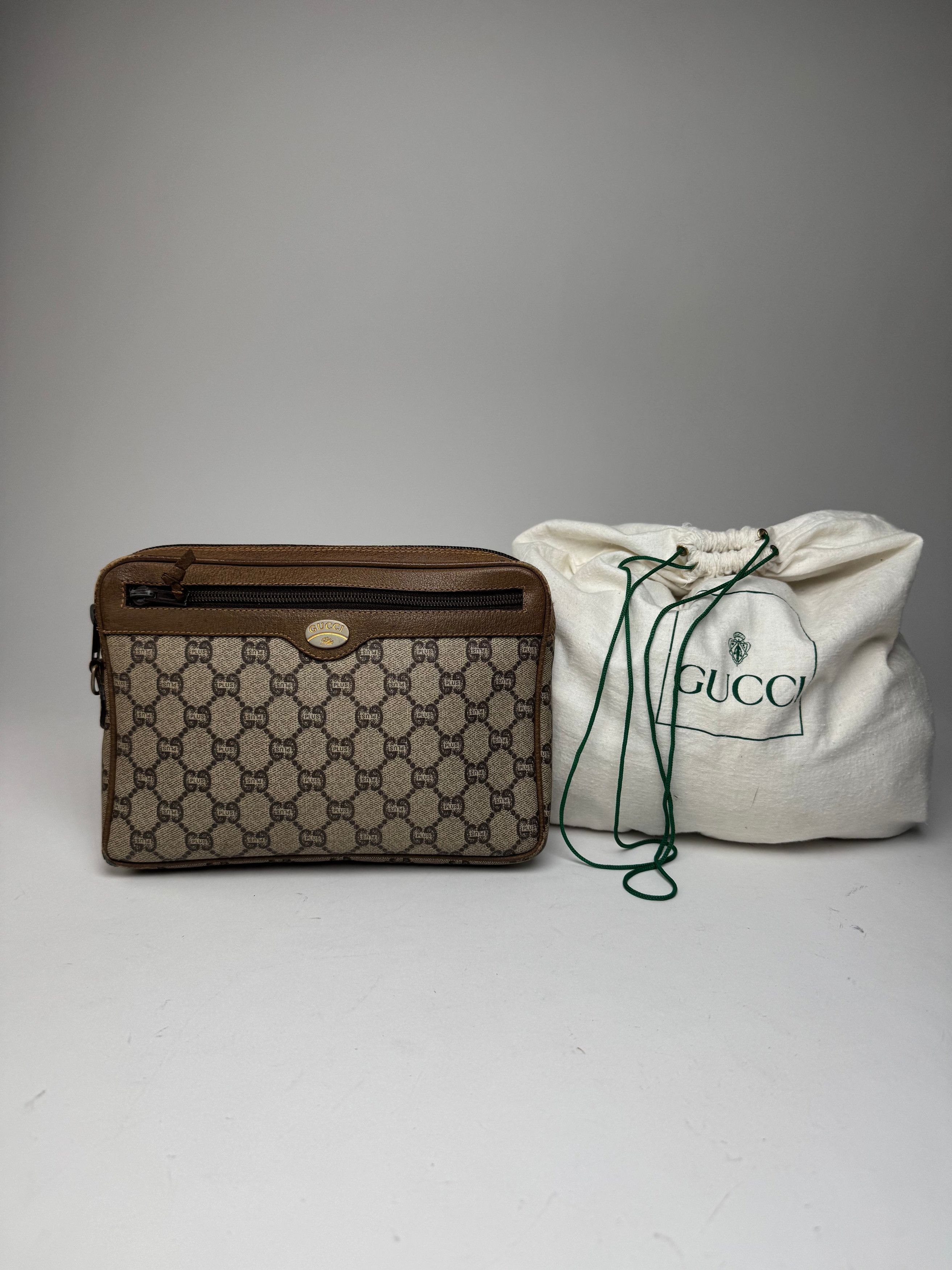 Gucci Vintage Monogram Leather Clutch Grey Brown Size ONE SIZE - 6 Thumbnail