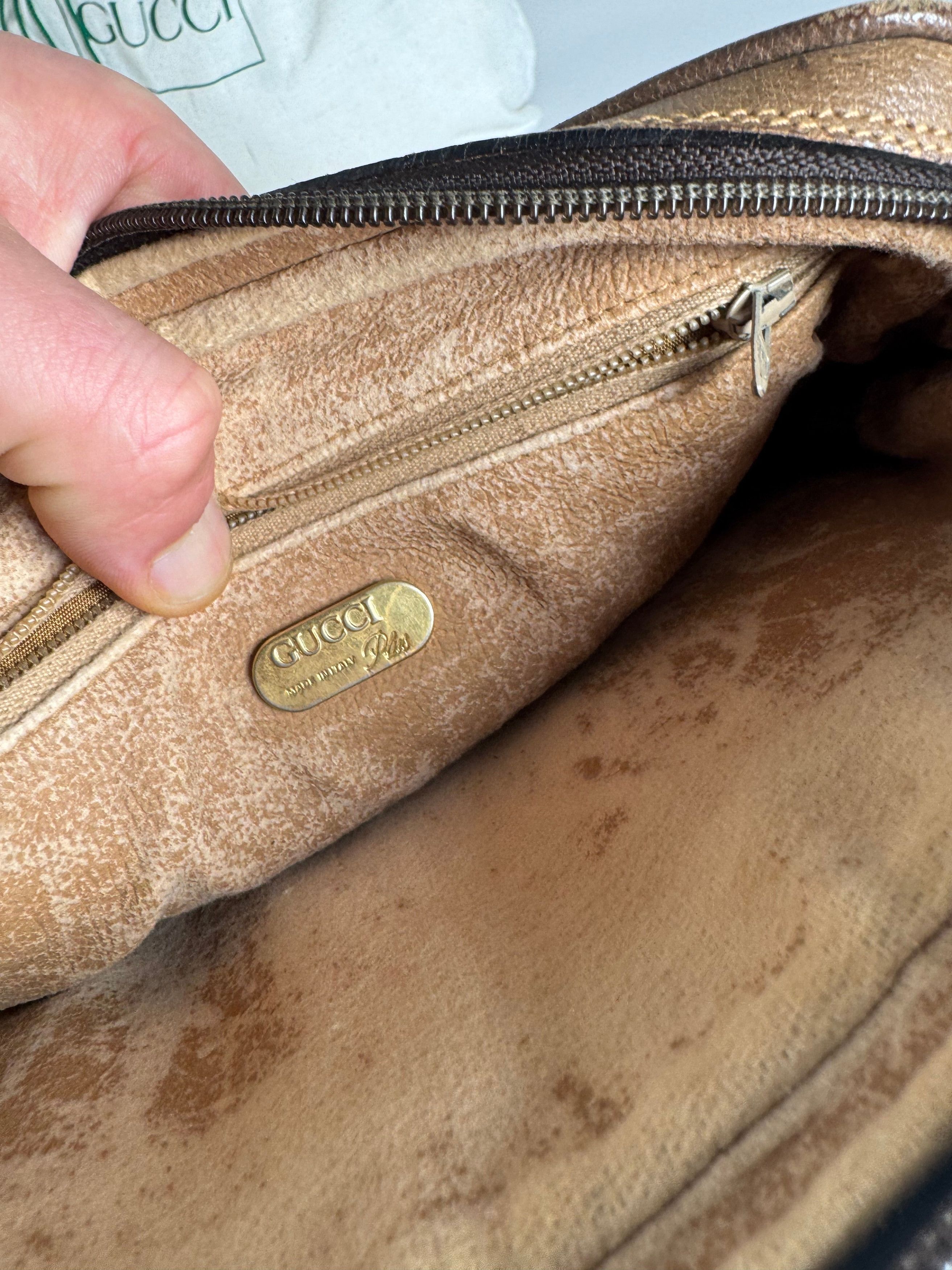 Gucci Vintage Monogram Leather Clutch Grey Brown Size ONE SIZE - 4 Thumbnail