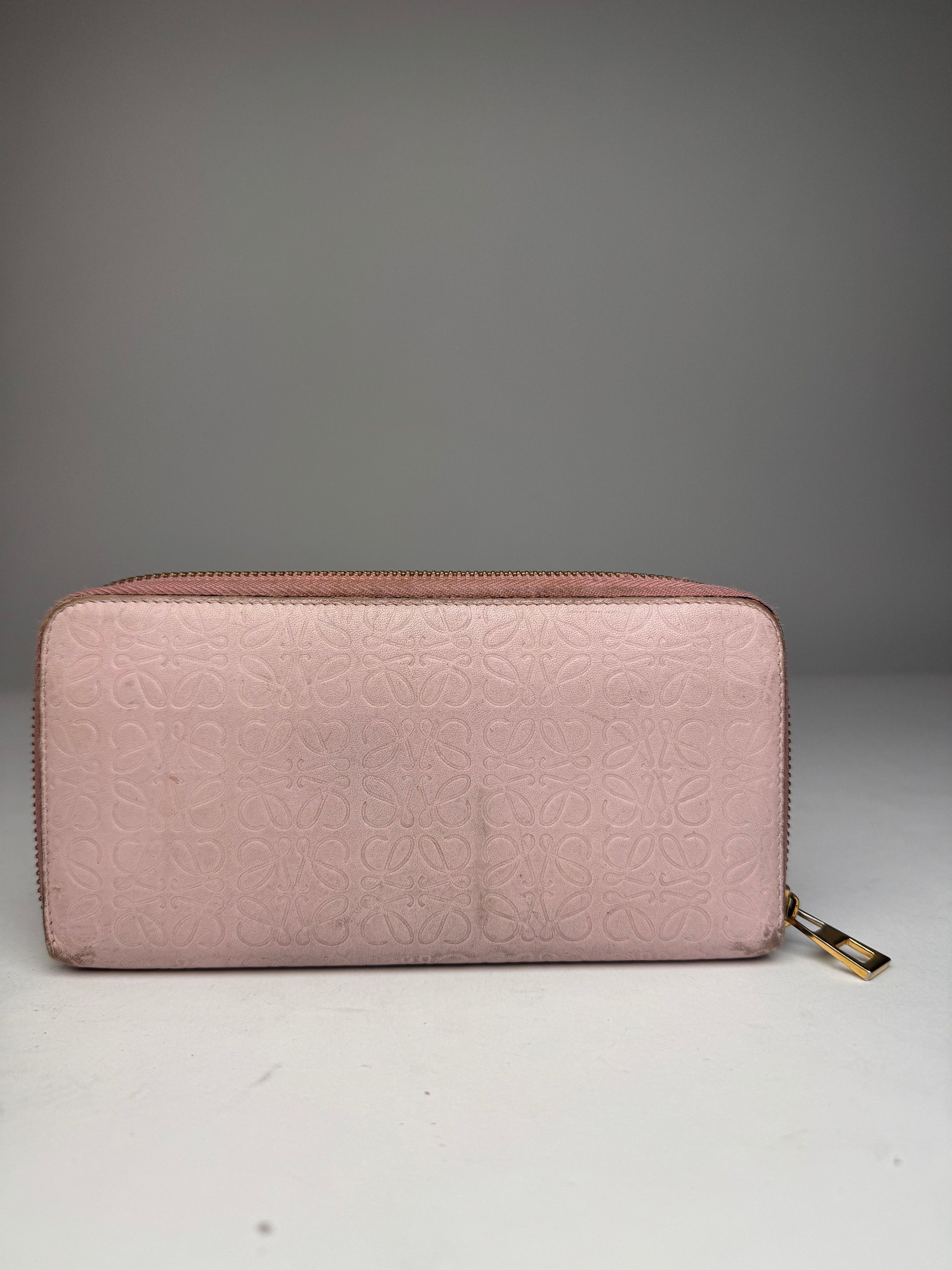 Loewe Vintage Madrid Zippy Leather monogram Wallet Pink Size ONE SIZE - 5 Thumbnail