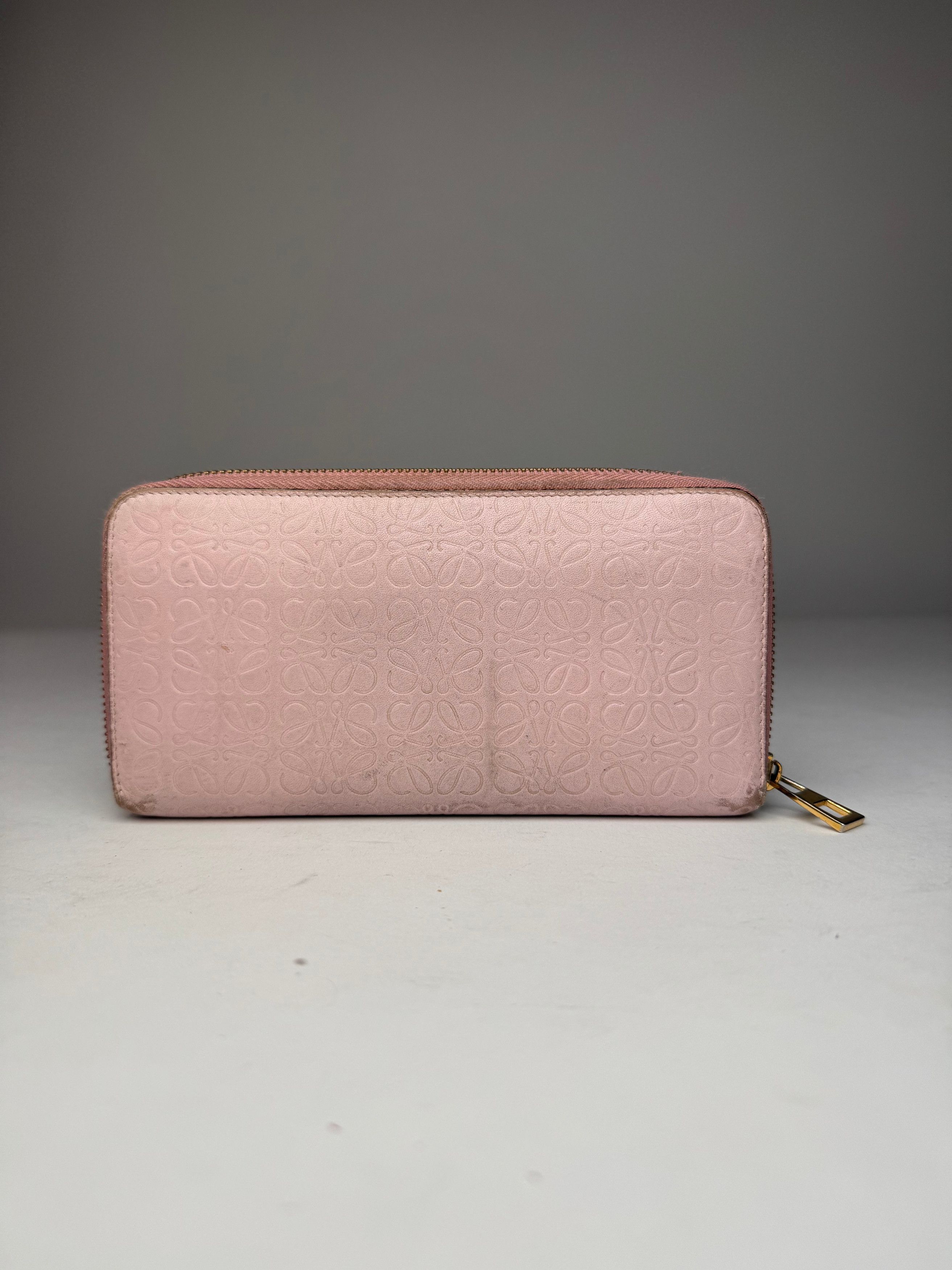 Loewe Vintage Madrid Zippy Leather monogram Wallet Pink Size ONE SIZE - 10 Thumbnail
