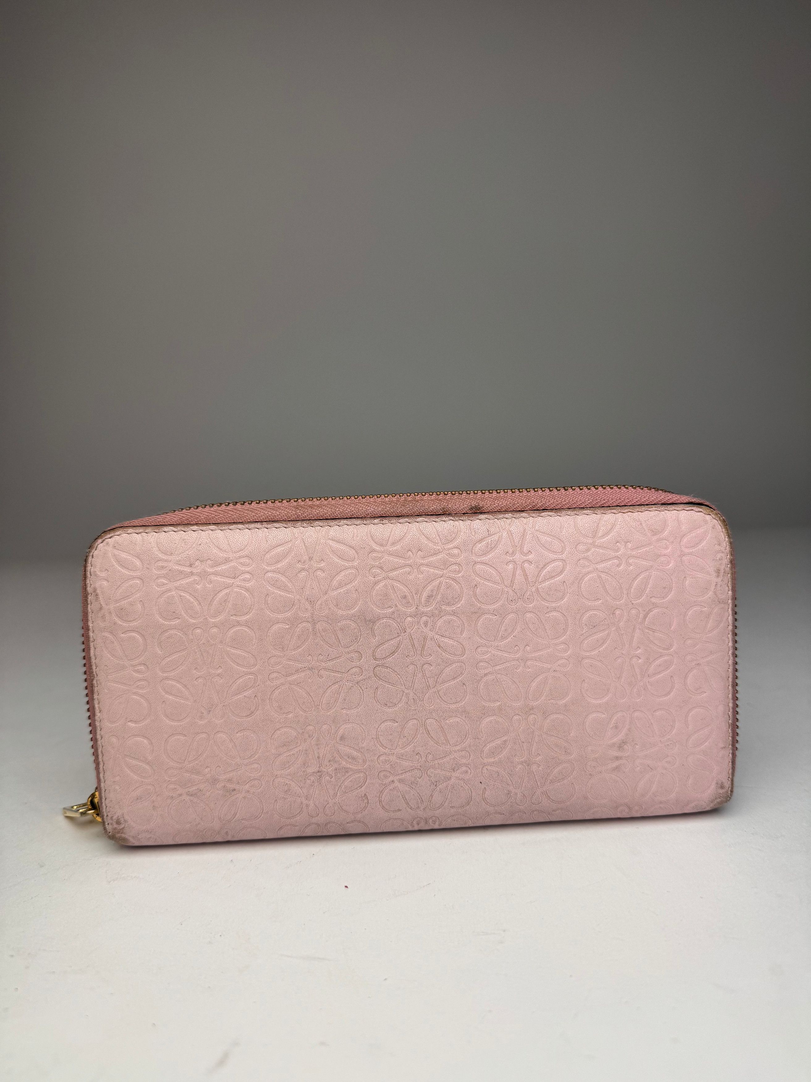 Loewe Vintage Madrid Zippy Leather monogram Wallet Pink Size ONE SIZE - 11 Thumbnail