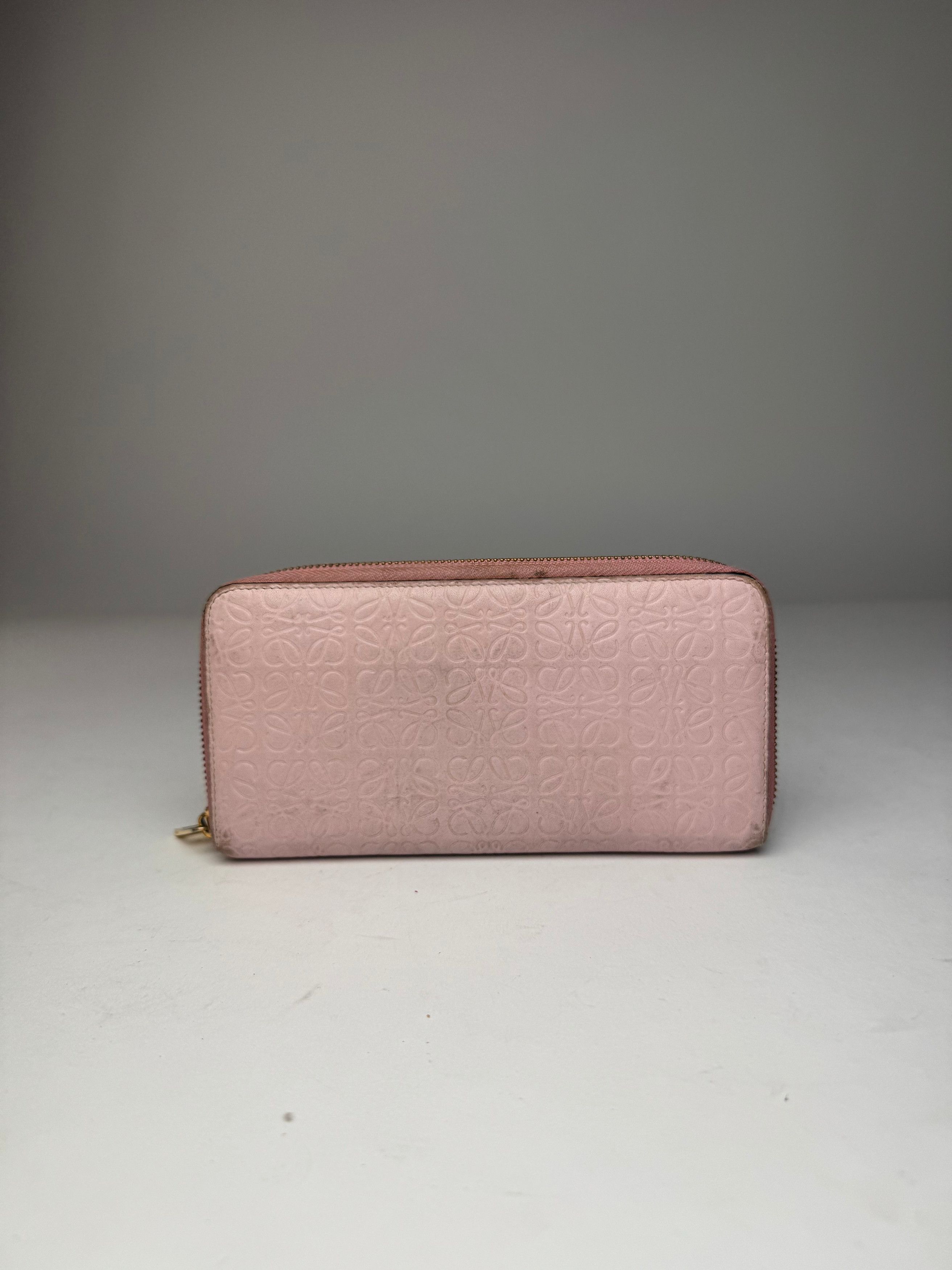 Loewe Vintage Madrid Zippy Leather monogram Wallet Pink Size ONE SIZE - 2 Thumbnail