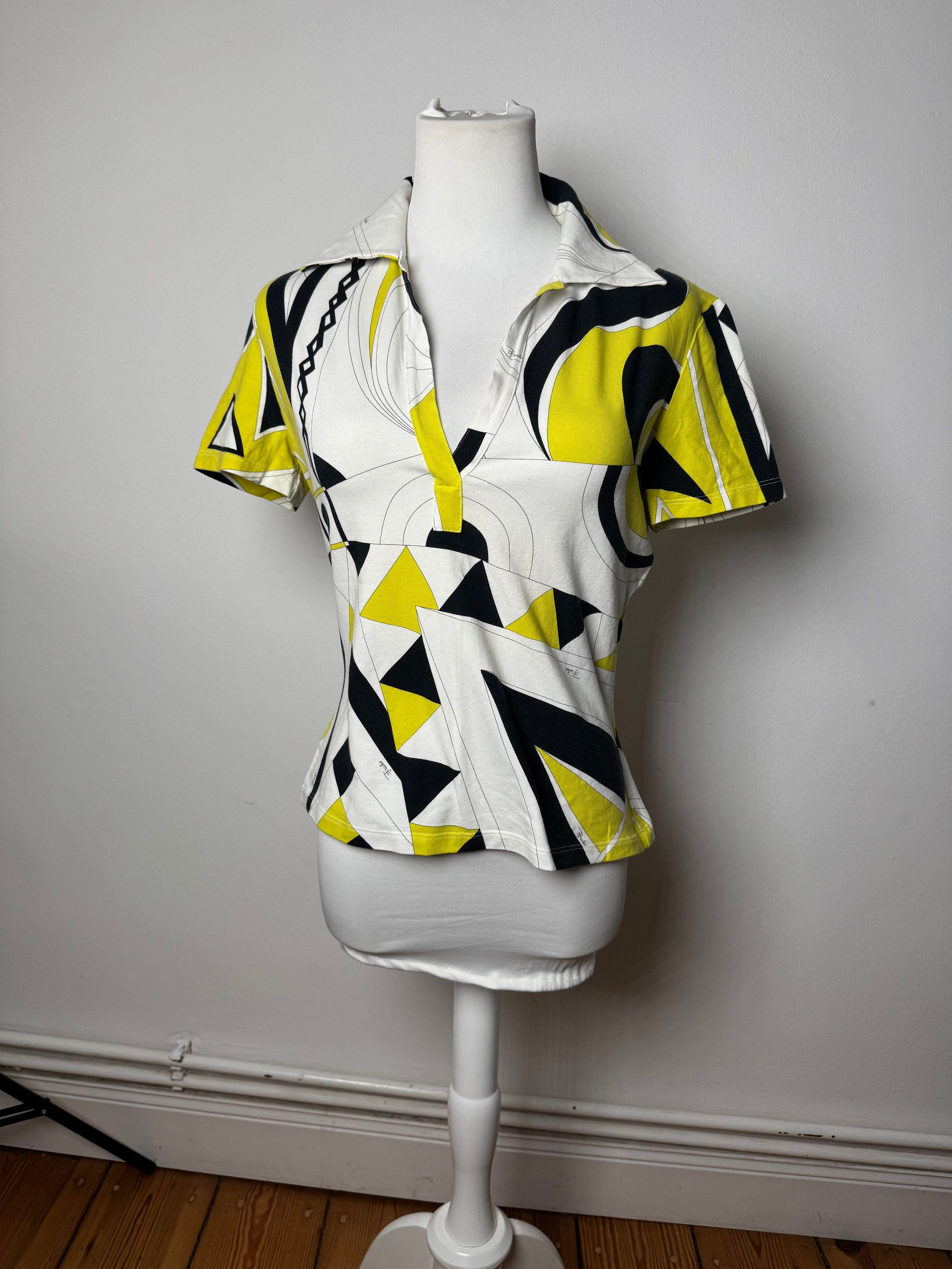 Emilio Pucci Vintage Top White Yellow Black Size M / US 6-8 / IT 42-44 - 9 Thumbnail