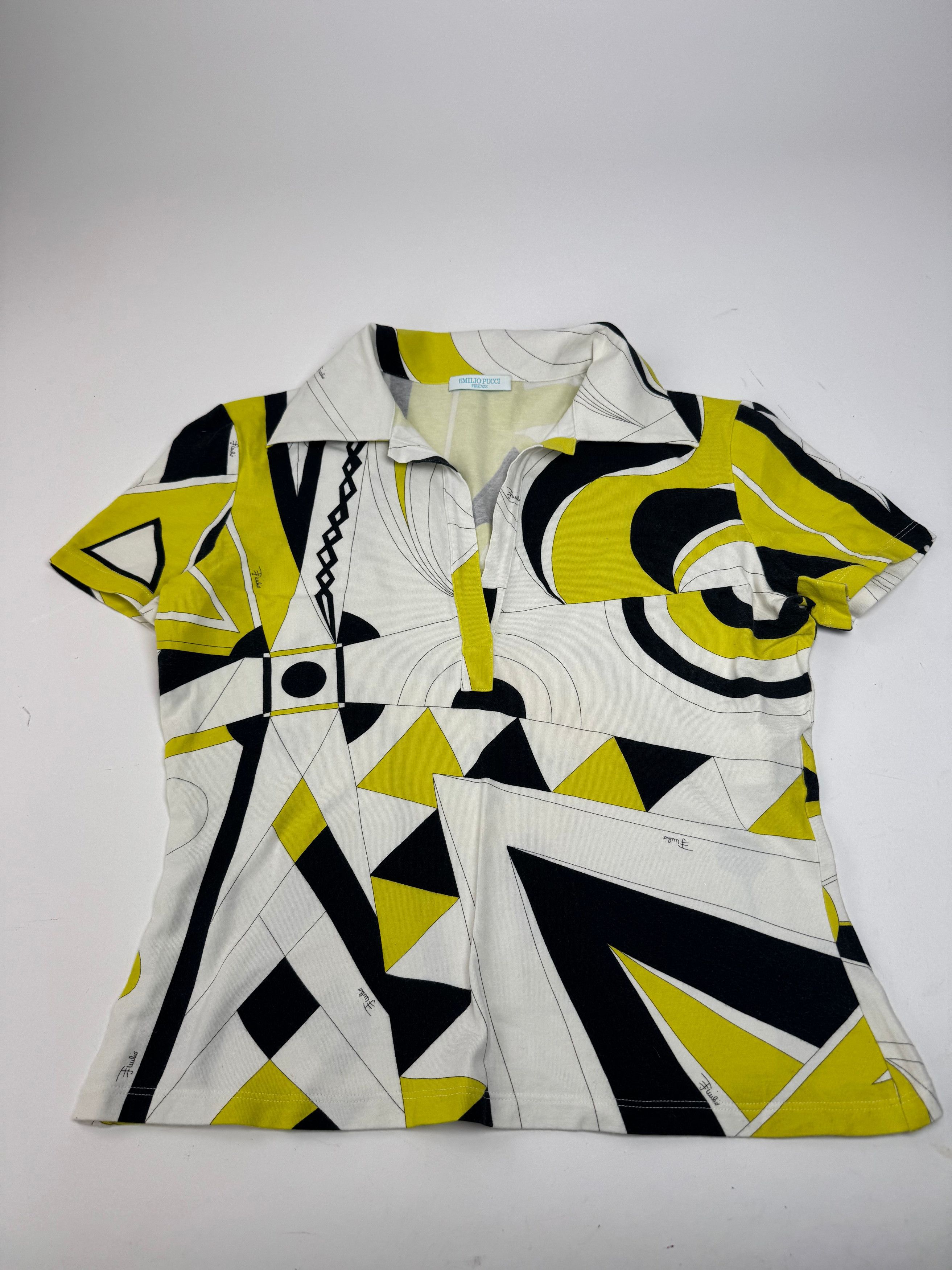 Emilio Pucci Vintage Top White Yellow Black Size M / US 6-8 / IT 42-44 - 4 Thumbnail