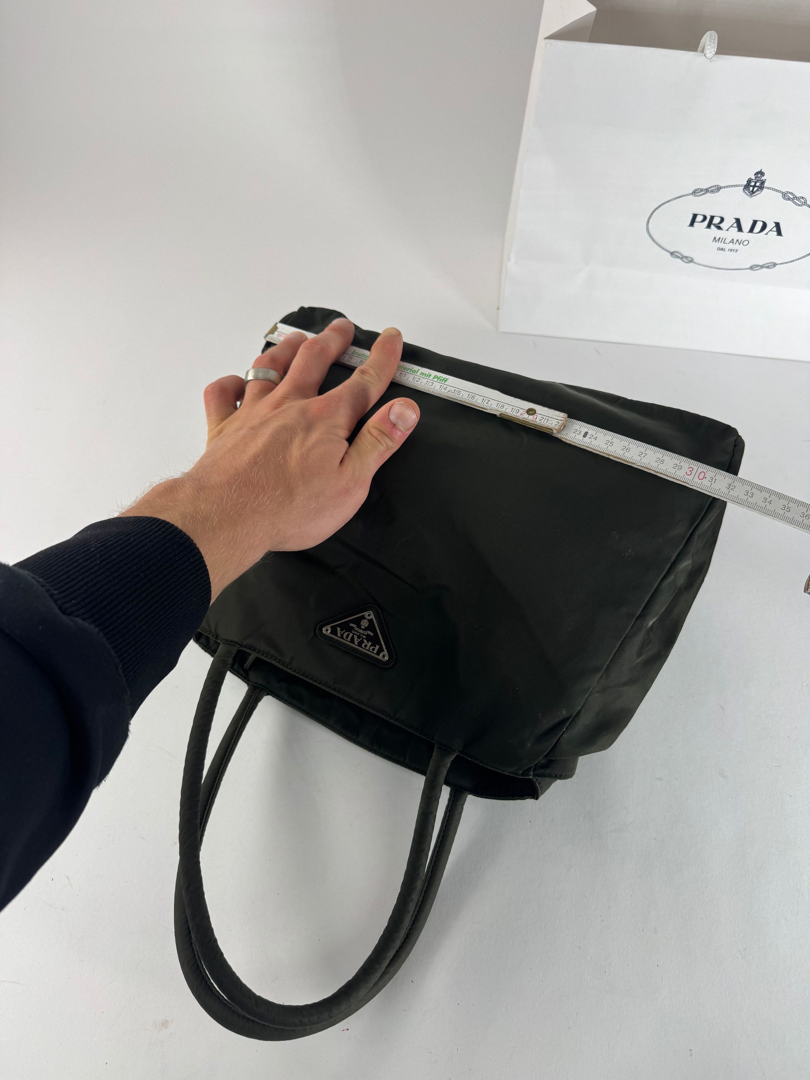 Prada Vintage Nylon Triangle Handbag Green Size ONE SIZE - 12 Thumbnail