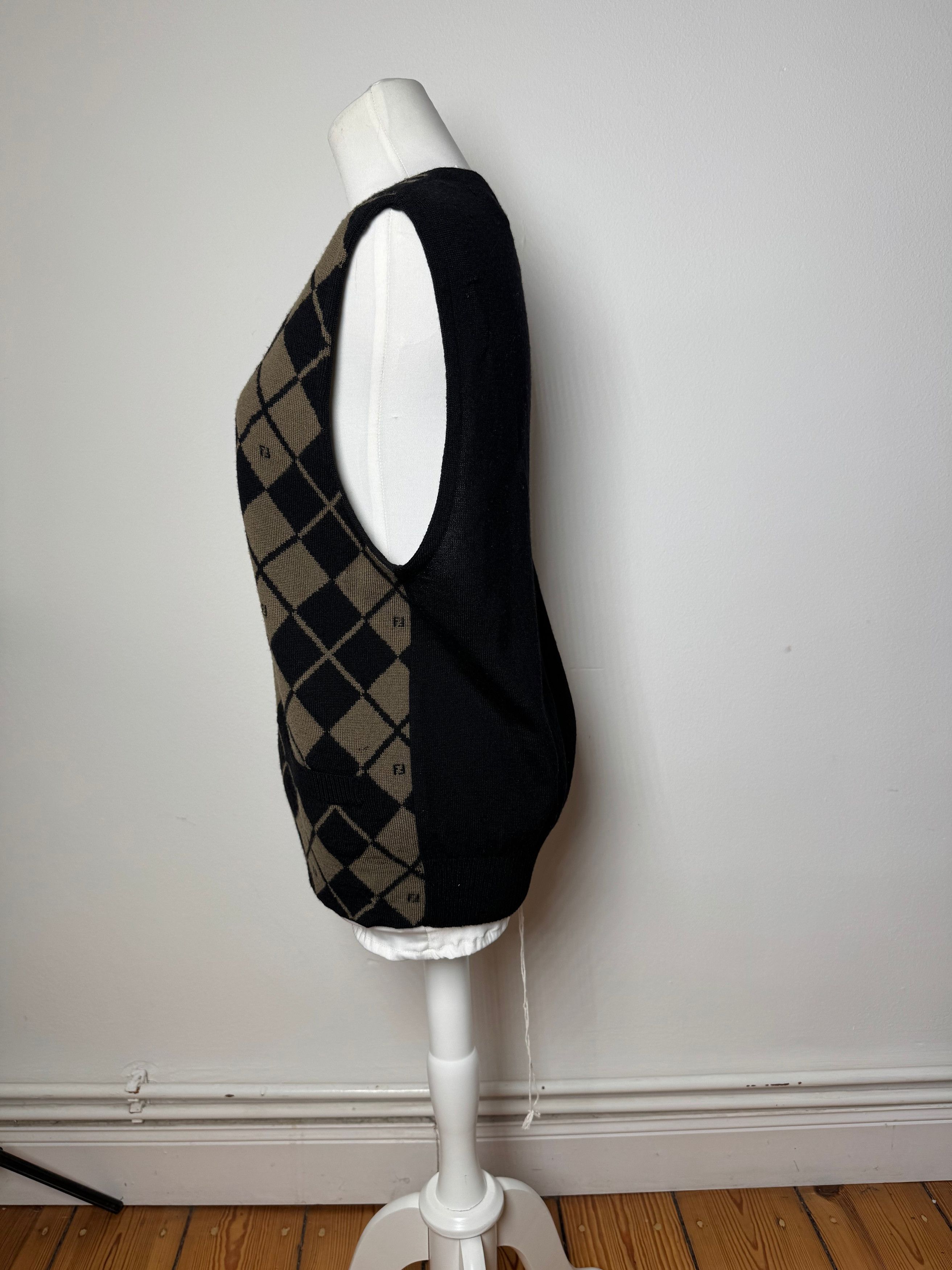 Fendi Vintage Wool West Black Brown L/XL Size XL / US 12-14 / IT 48-50 - 3 Thumbnail