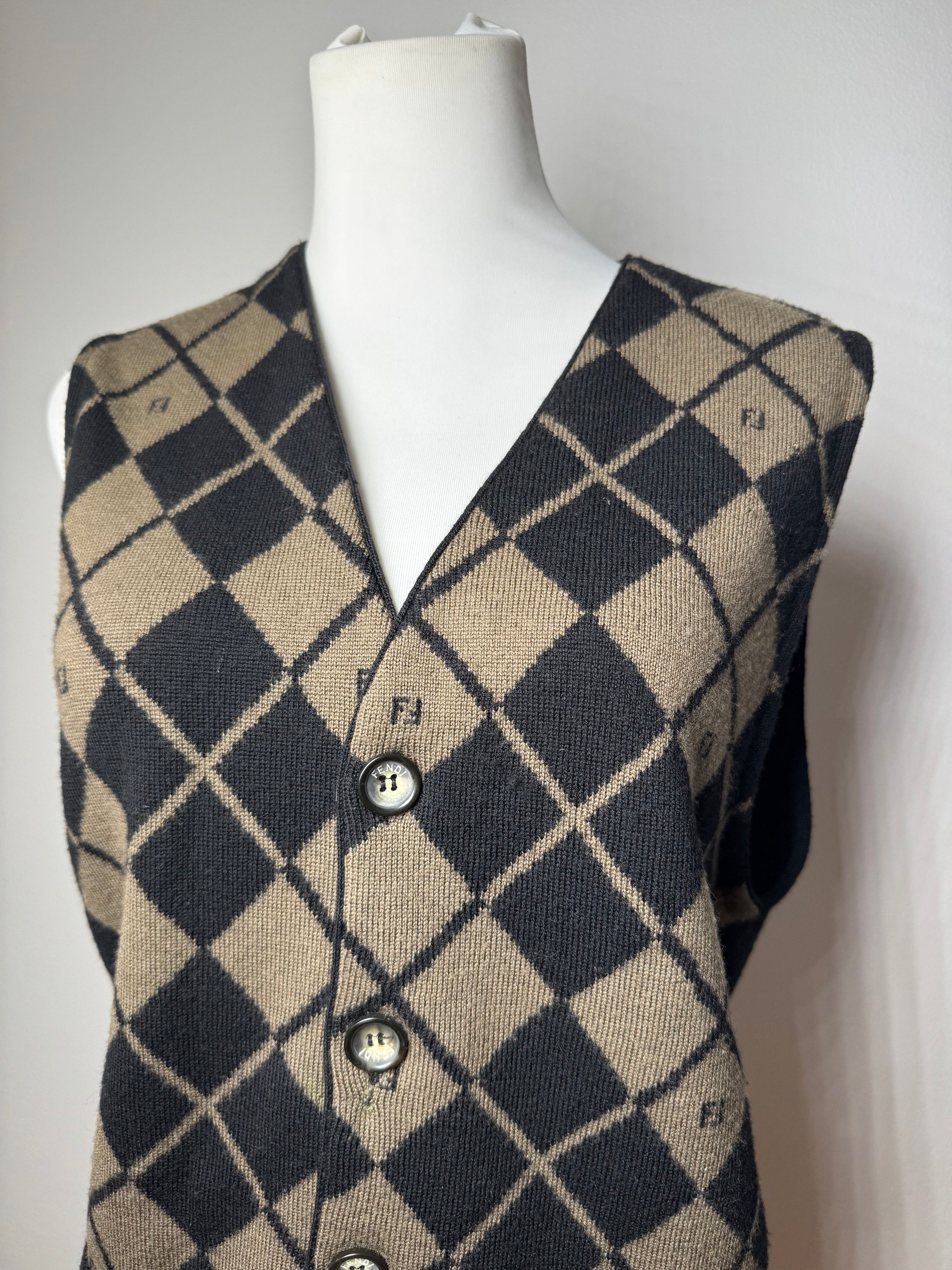 Fendi Vintage Wool West Black Brown L/XL Size XL / US 12-14 / IT 48-50 - 14 Thumbnail
