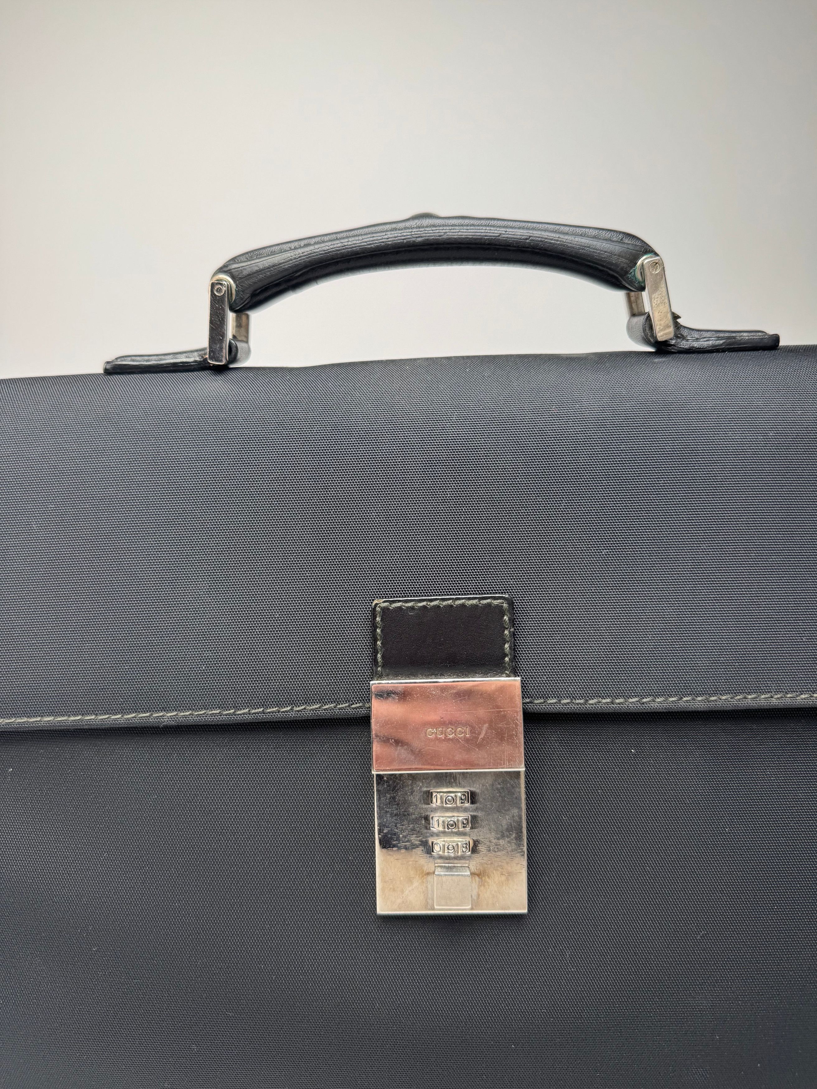 Gucci Vintage Polyester Leather Briefcase Black Size ONE SIZE - 3 Thumbnail