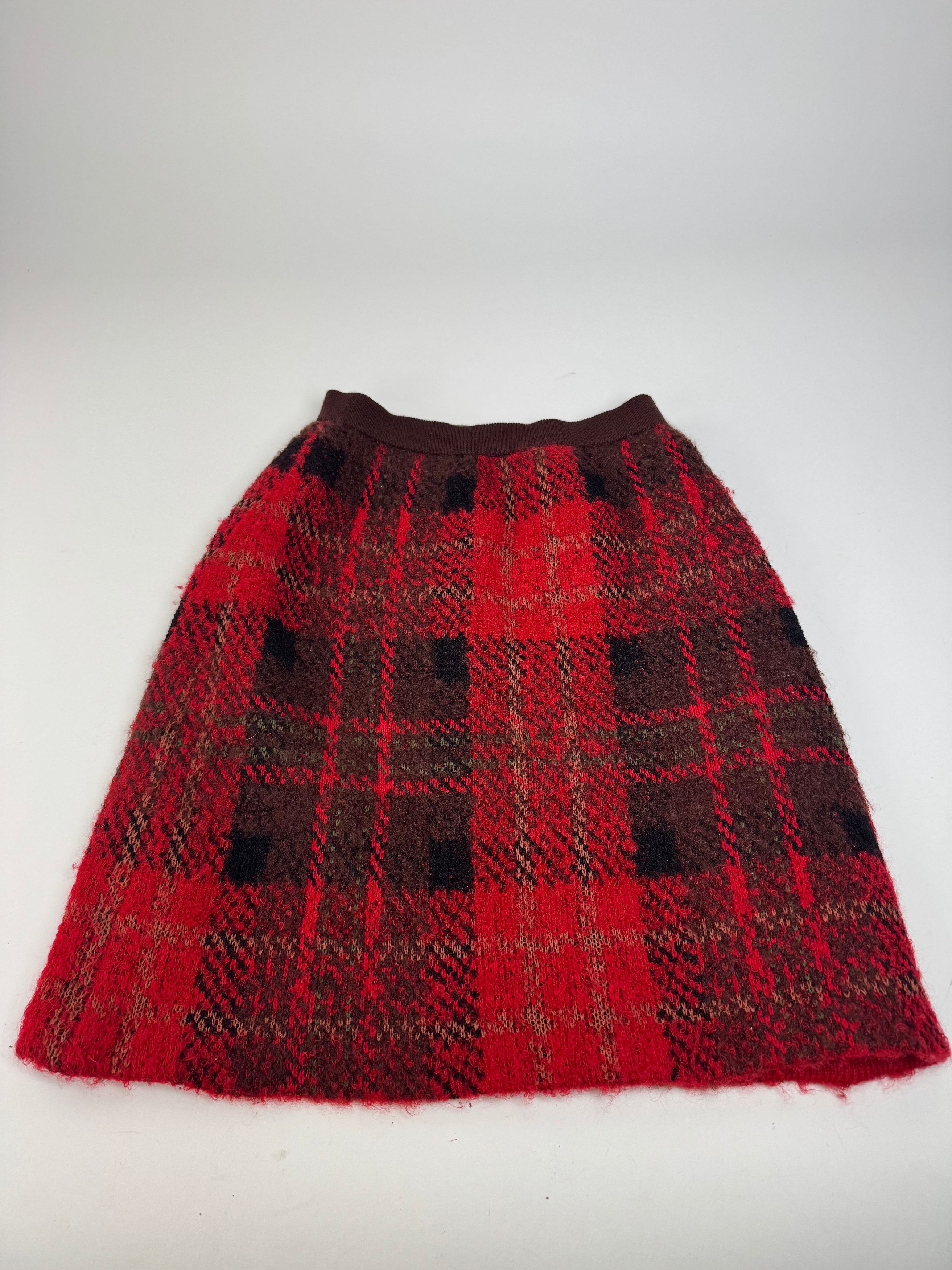 Other Vintage Yves Saint Laurent Checked Skirt Red Black Size 27" / US 4 / IT 40 - 4 Thumbnail