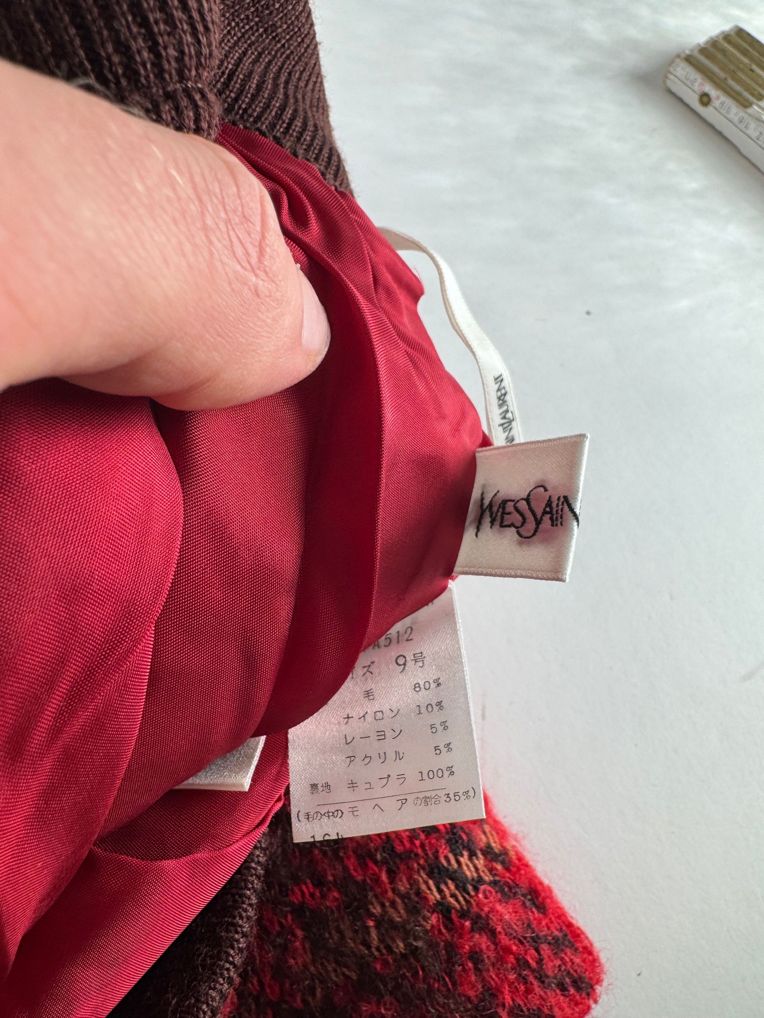Other Vintage Yves Saint Laurent Checked Skirt Red Black Size 27" / US 4 / IT 40 - 9 Thumbnail