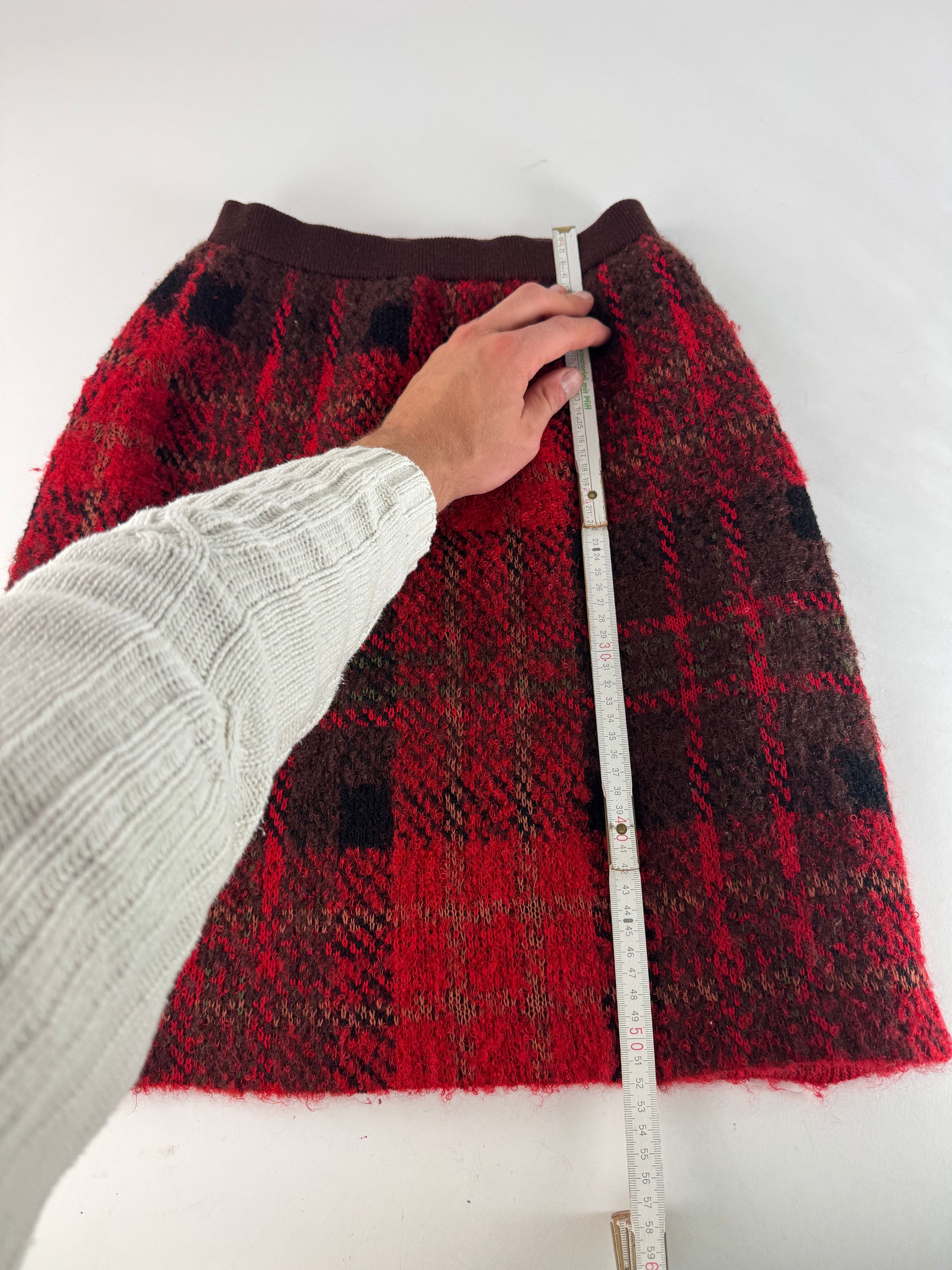 Other Vintage Yves Saint Laurent Checked Skirt Red Black Size 27" / US 4 / IT 40 - 7 Thumbnail