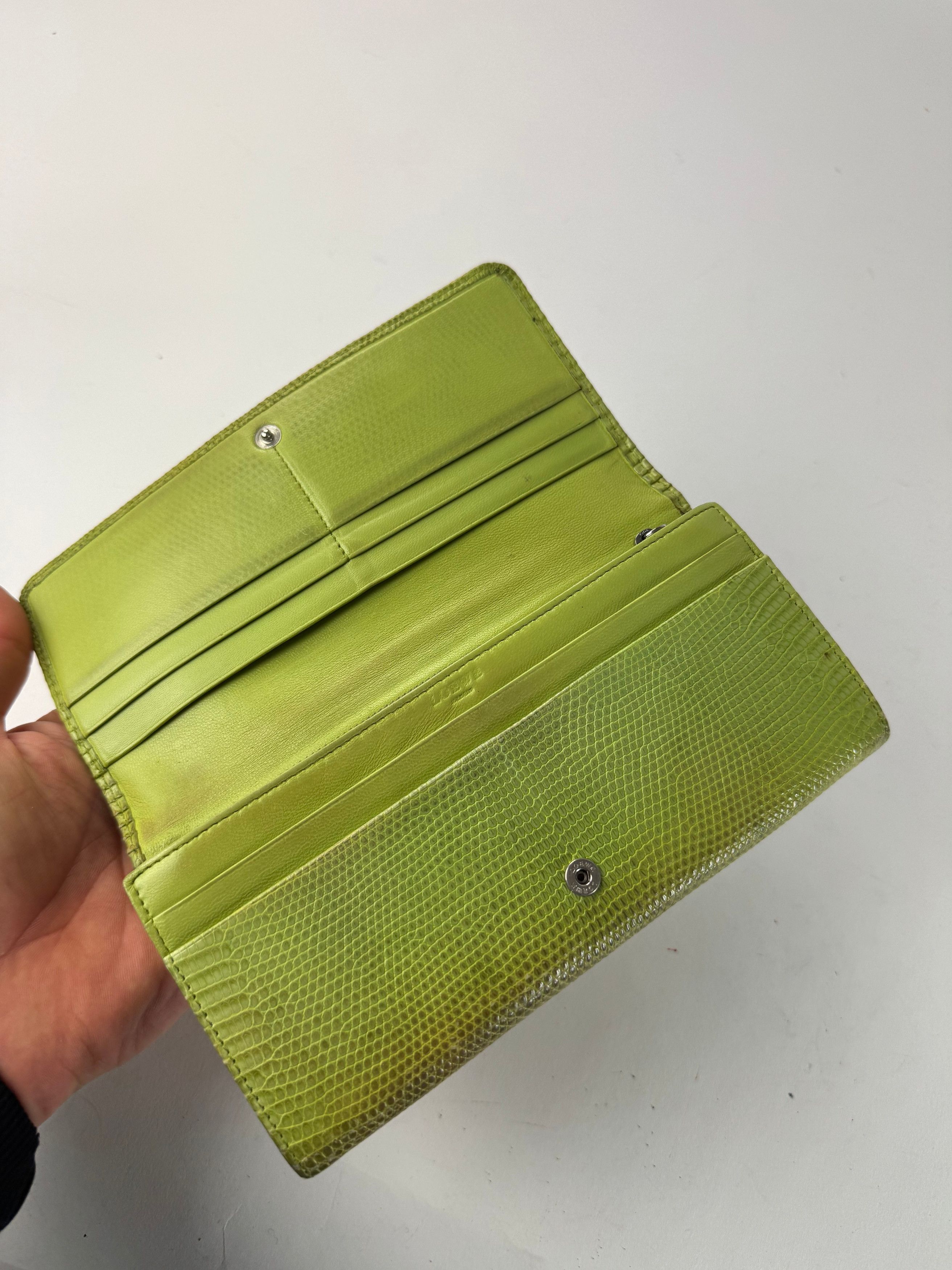 Loewe Vintage Madrid Snake Emblossed Leather Wallet Green Size ONE SIZE - 4 Thumbnail