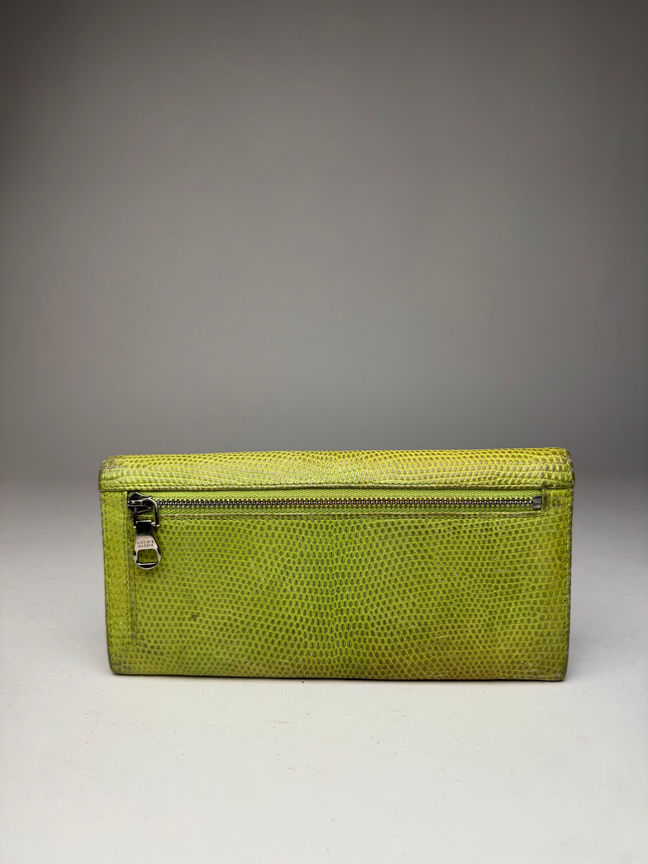 Loewe Vintage Madrid Snake Emblossed Leather Wallet Green Size ONE SIZE - 2 Thumbnail