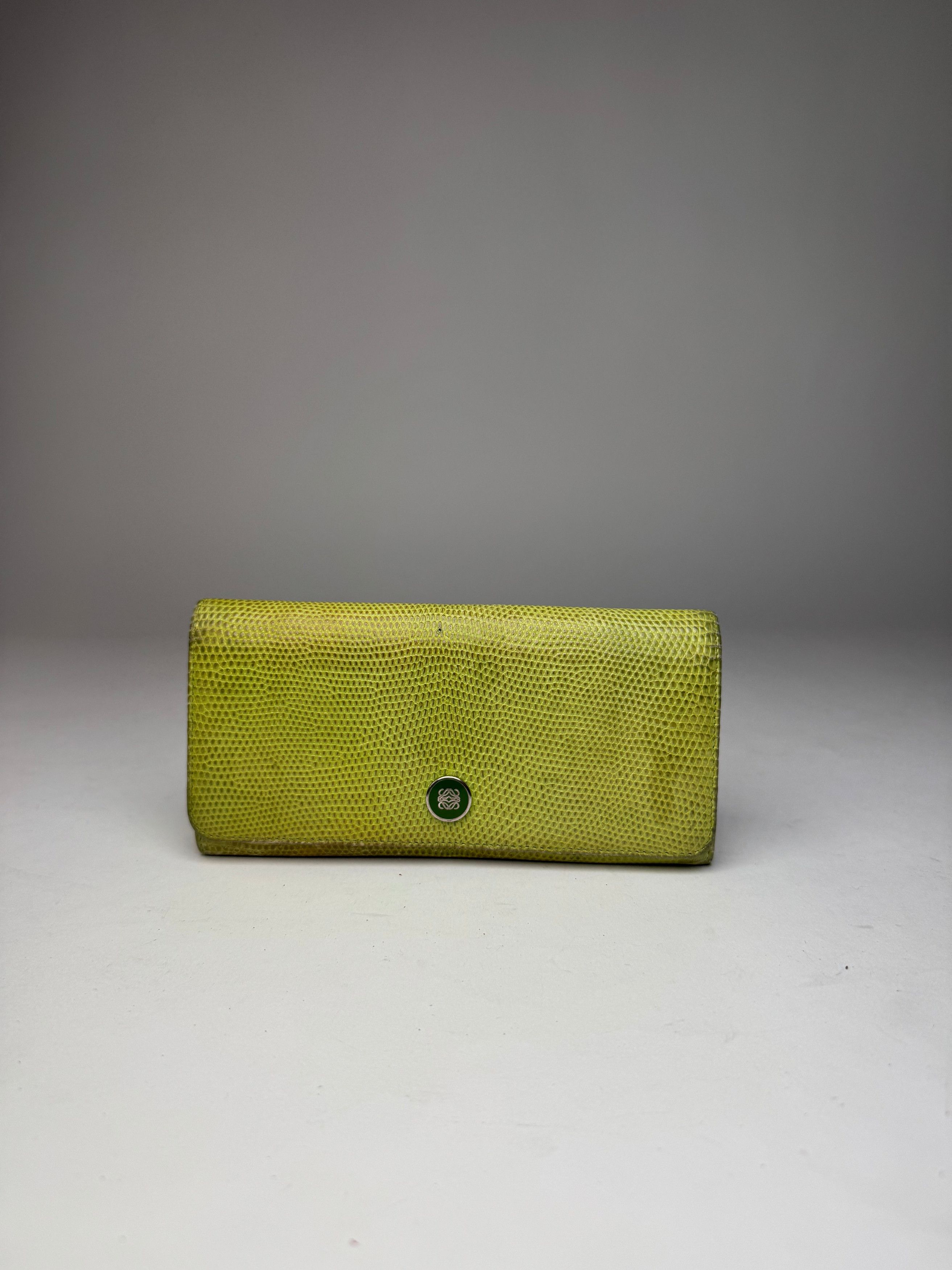 Loewe Vintage Madrid Snake Emblossed Leather Wallet Green Size ONE SIZE - 10 Thumbnail