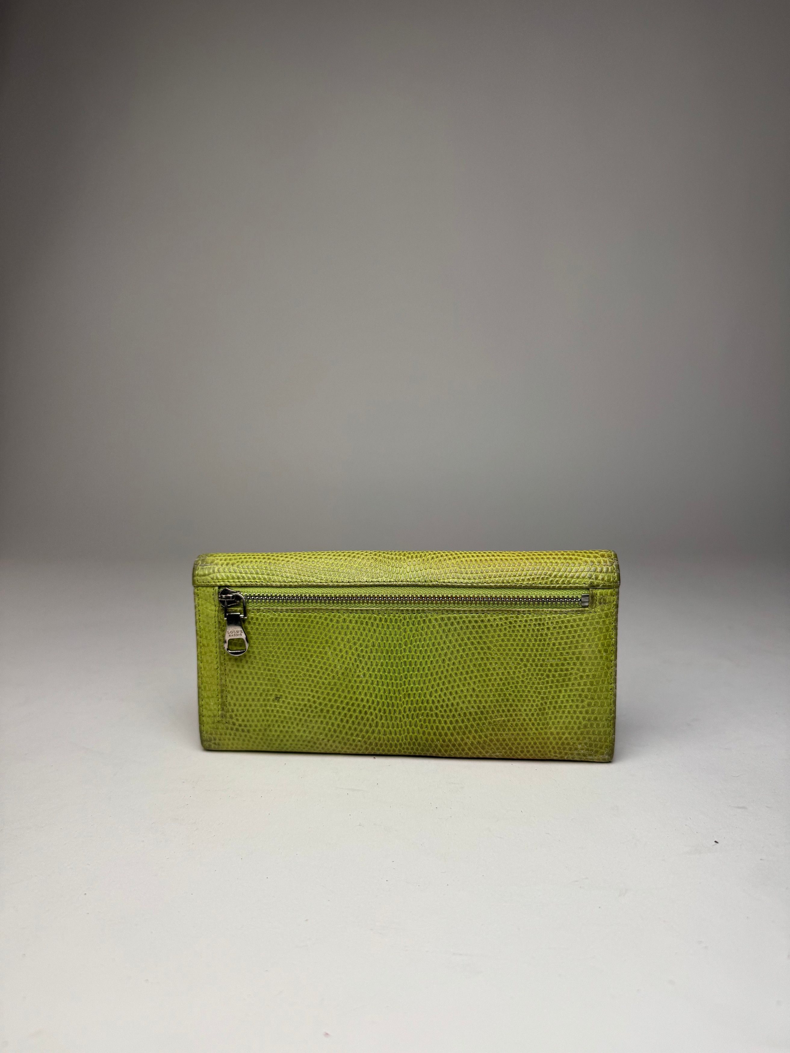 Loewe Vintage Madrid Snake Emblossed Leather Wallet Green Size ONE SIZE - 11 Thumbnail