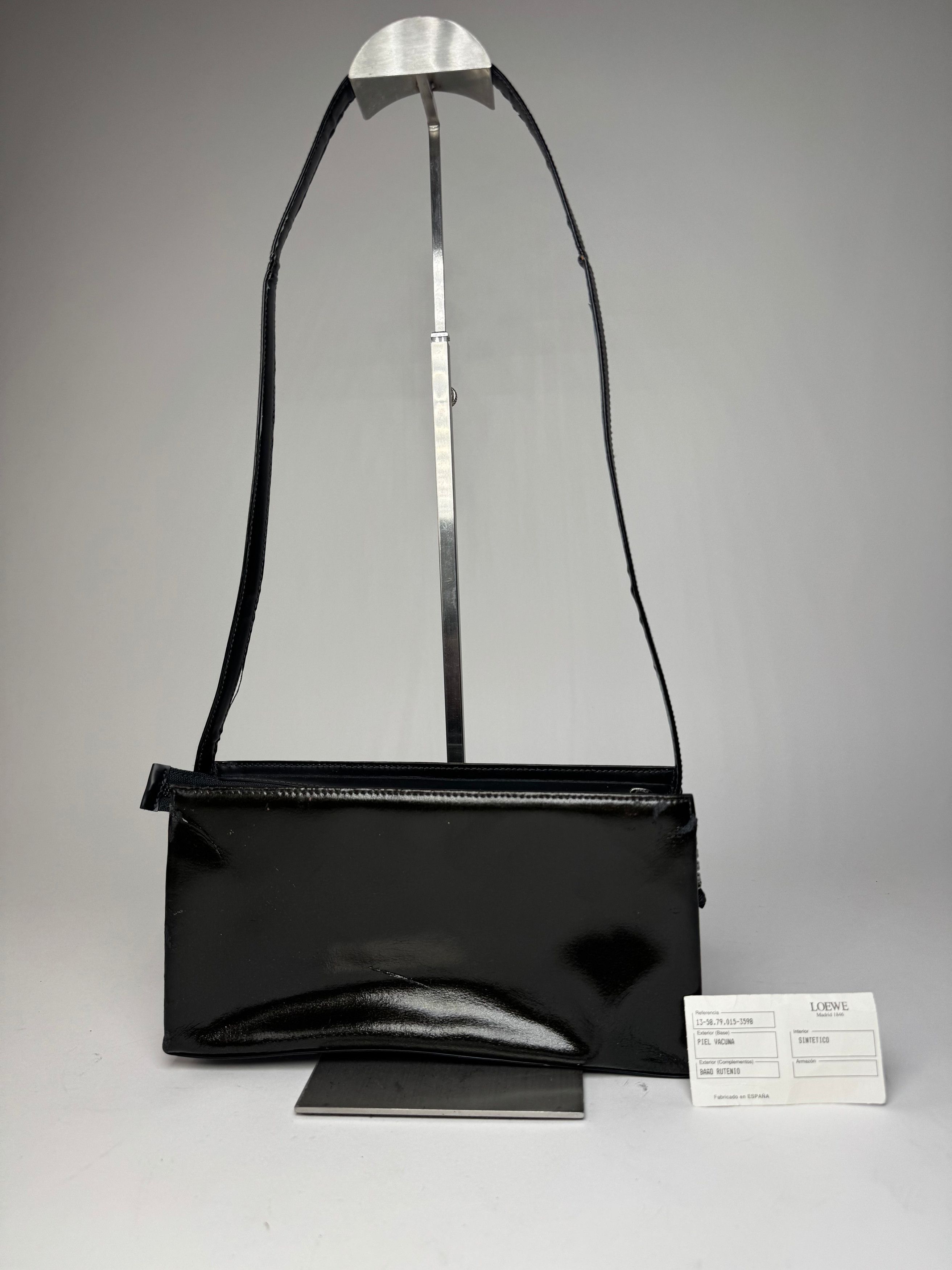 Loewe Vintage Madrid Patent Leather Shoulder Bag Black Dark-Green Size ONE SIZE - 2 Thumbnail