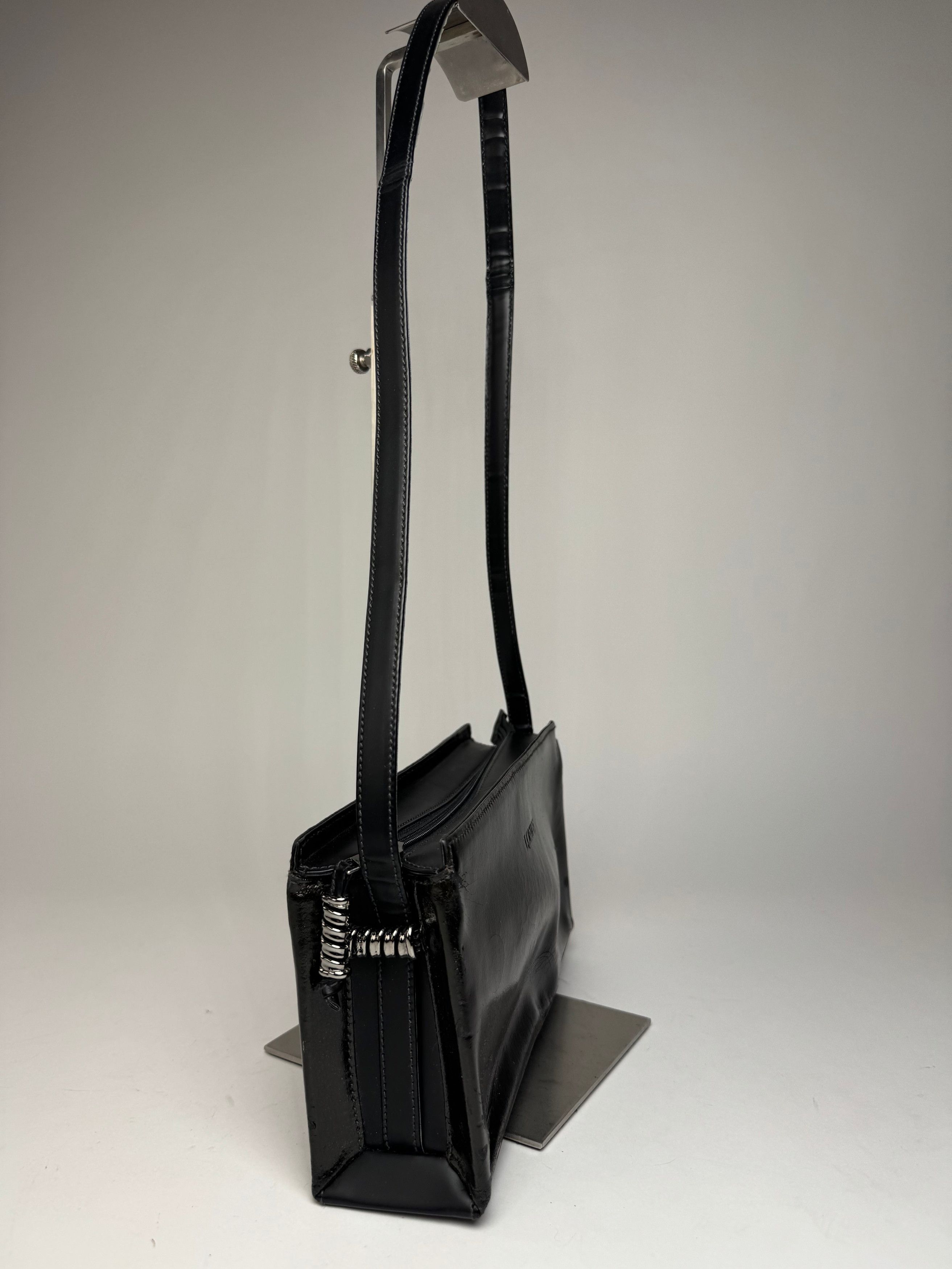 Loewe Vintage Madrid Patent Leather Shoulder Bag Black Dark-Green Size ONE SIZE - 8 Thumbnail