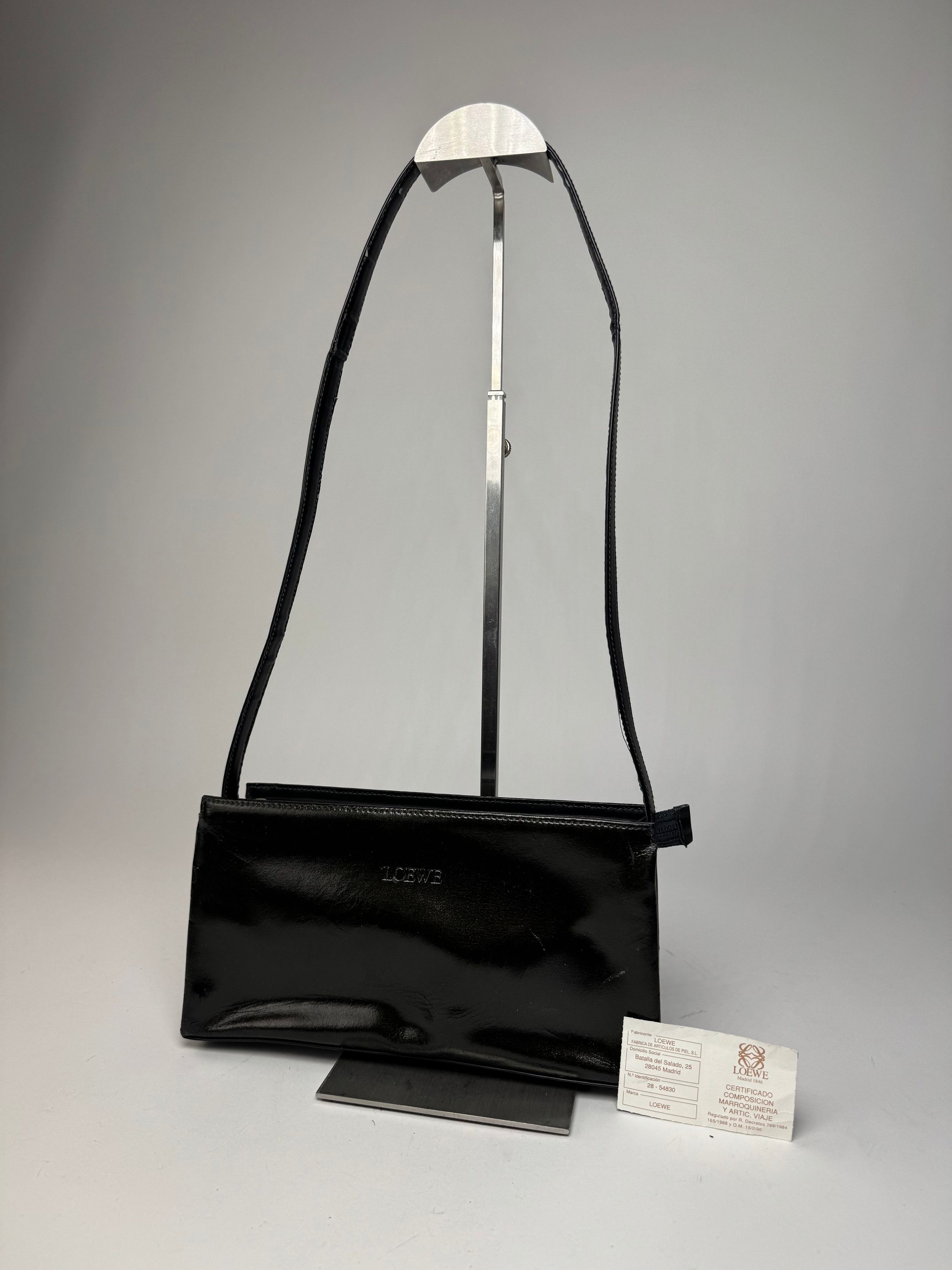 Loewe Vintage Madrid Patent Leather Shoulder Bag Black Dark-Green Size ONE SIZE - 15 Thumbnail