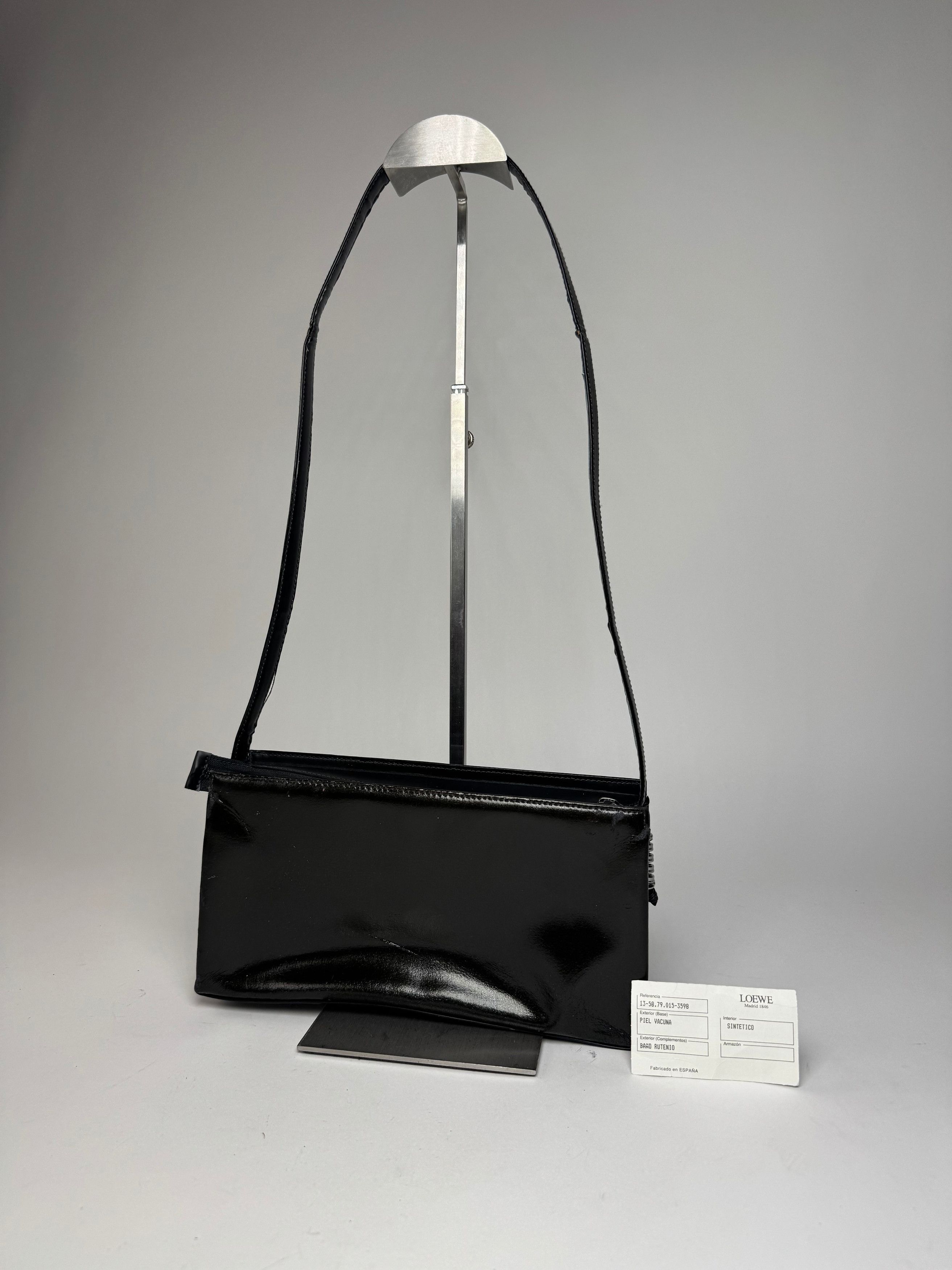 Loewe Vintage Madrid Patent Leather Shoulder Bag Black Dark-Green Size ONE SIZE - 9 Thumbnail