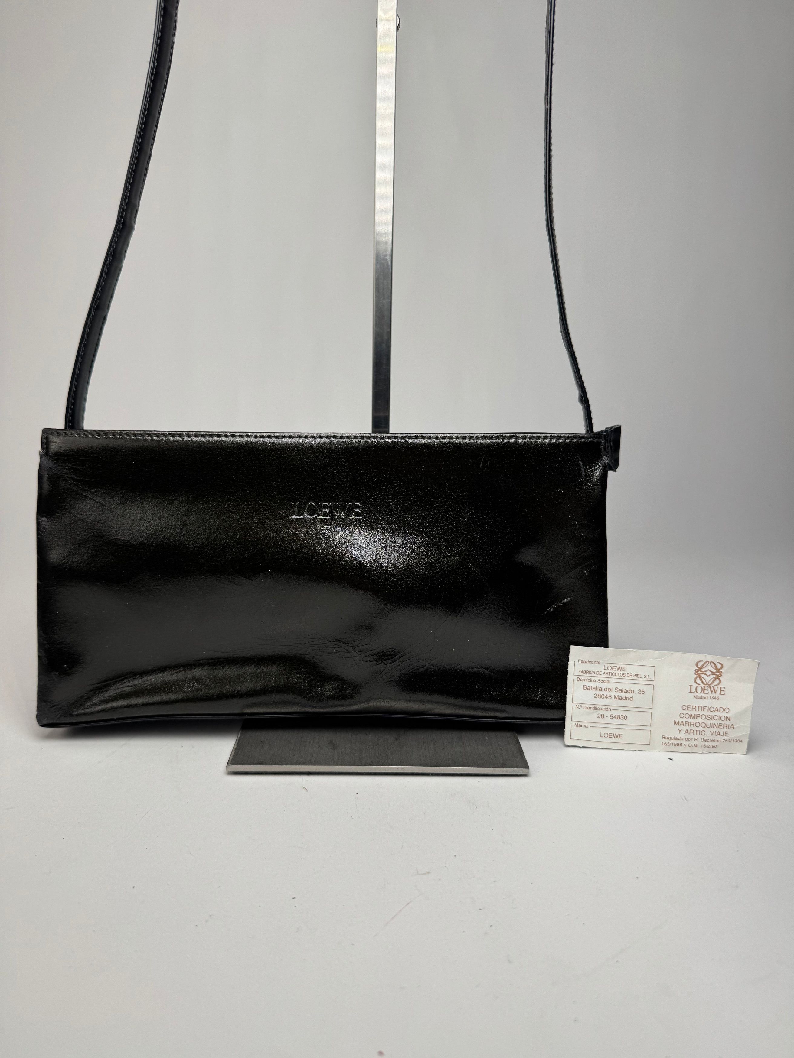 Loewe Vintage Madrid Patent Leather Shoulder Bag Black Dark-Green Size ONE SIZE - 5 Thumbnail