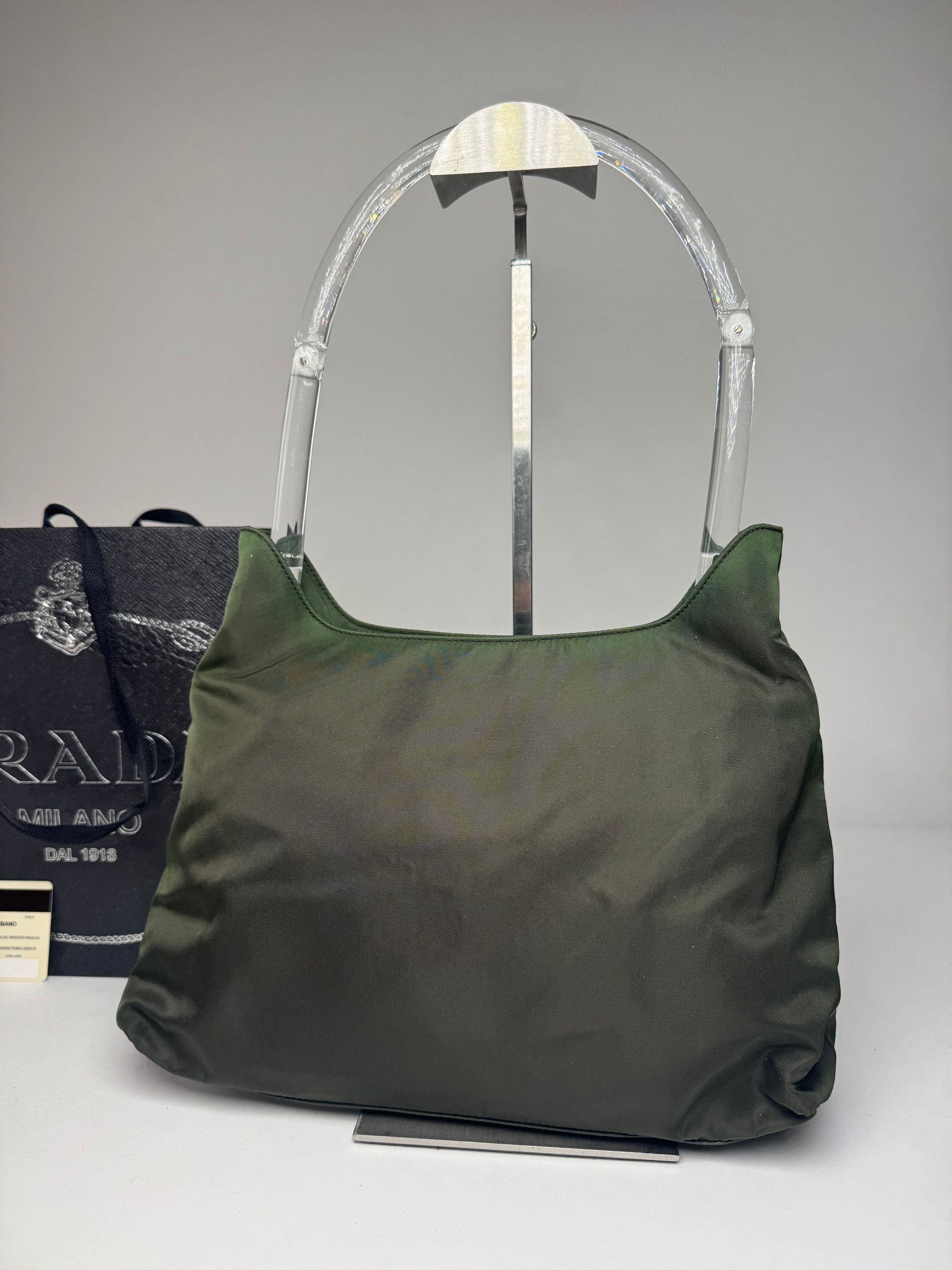Prada Vintage Polyester Handbag Green Size ONE SIZE - 9 Thumbnail