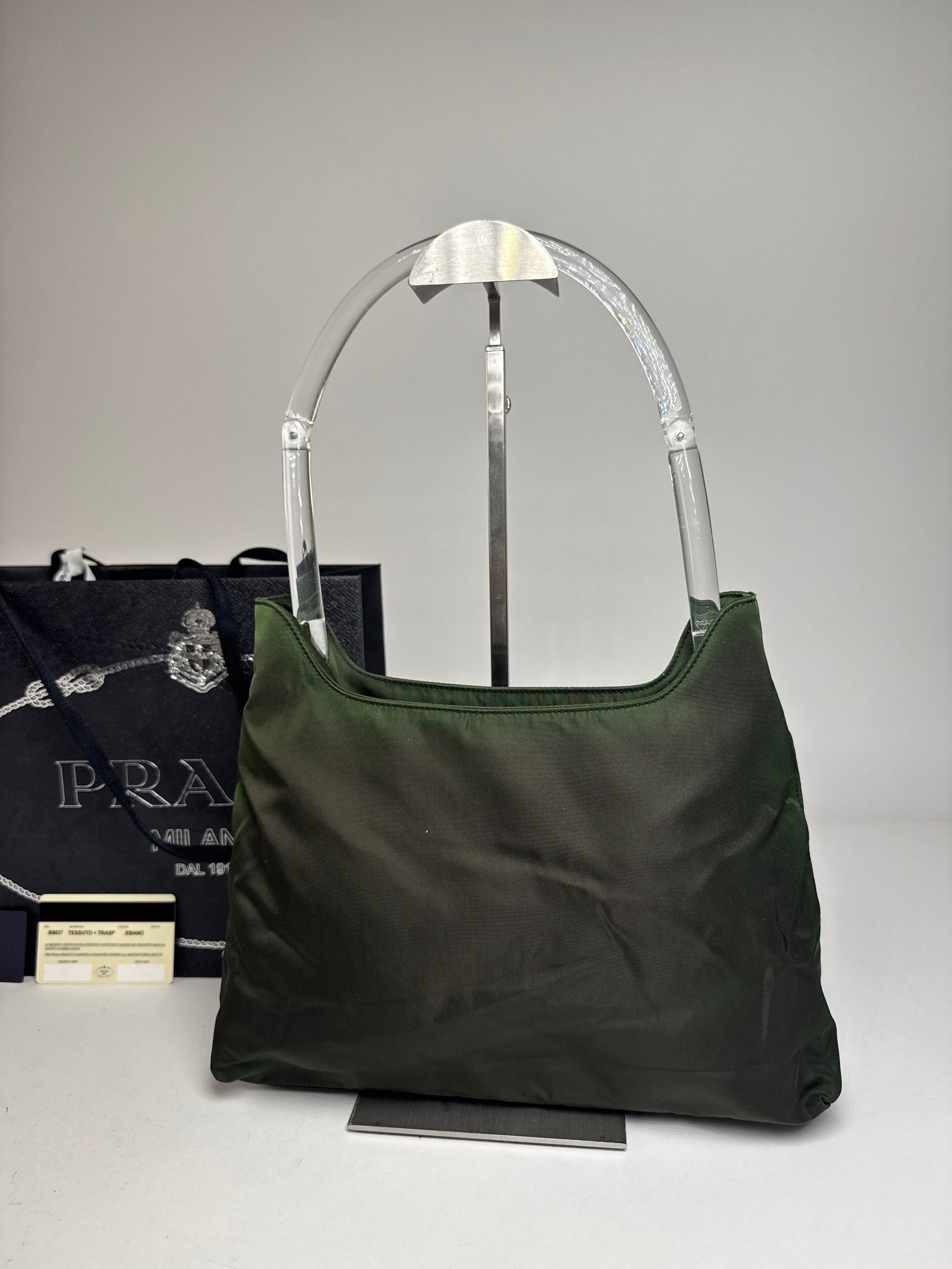 Prada Vintage Polyester Handbag Green Size ONE SIZE - 7 Thumbnail