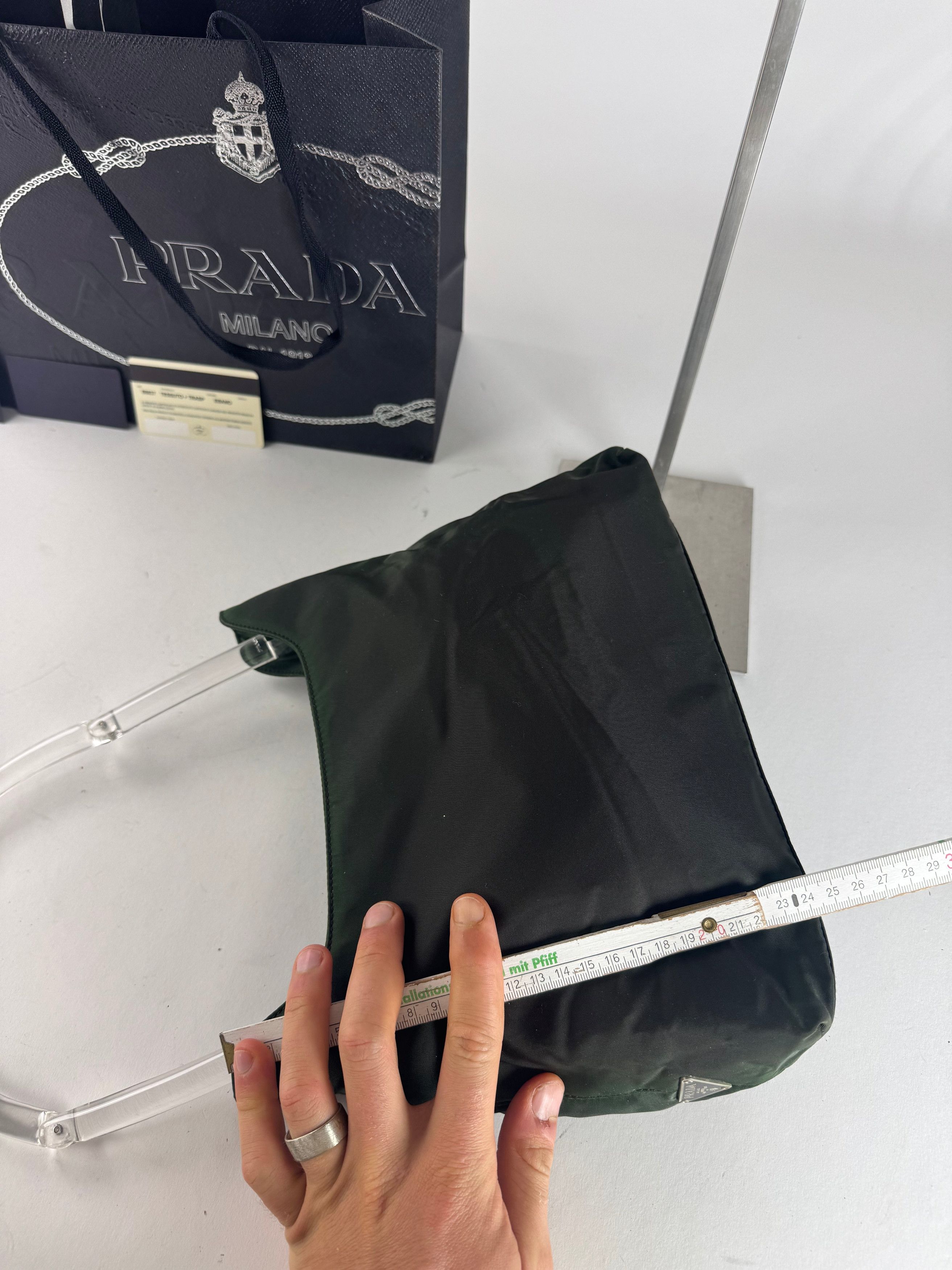 Prada Vintage Polyester Handbag Green Size ONE SIZE - 11 Thumbnail