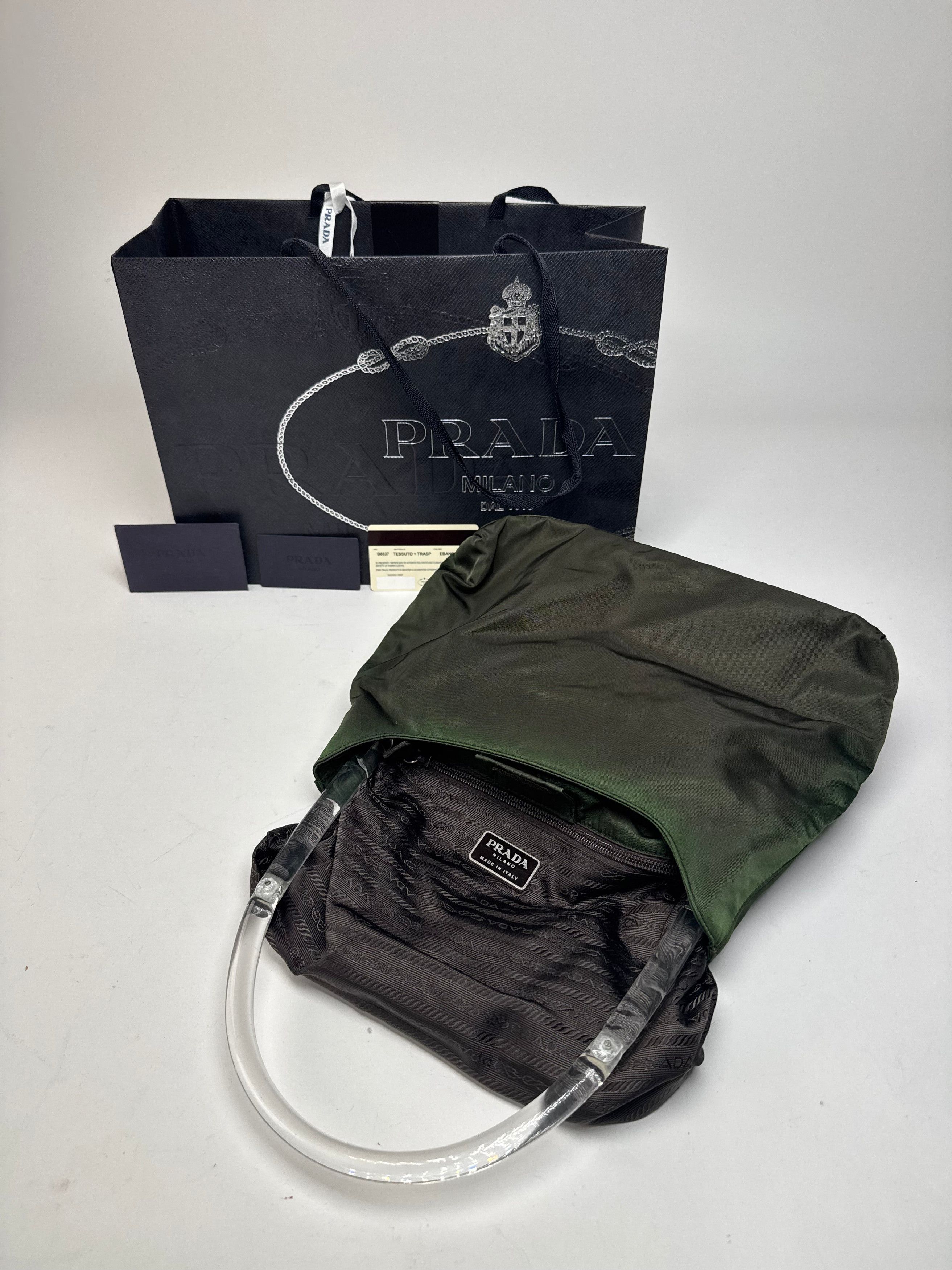 Prada Vintage Polyester Handbag Green Size ONE SIZE - 3 Thumbnail