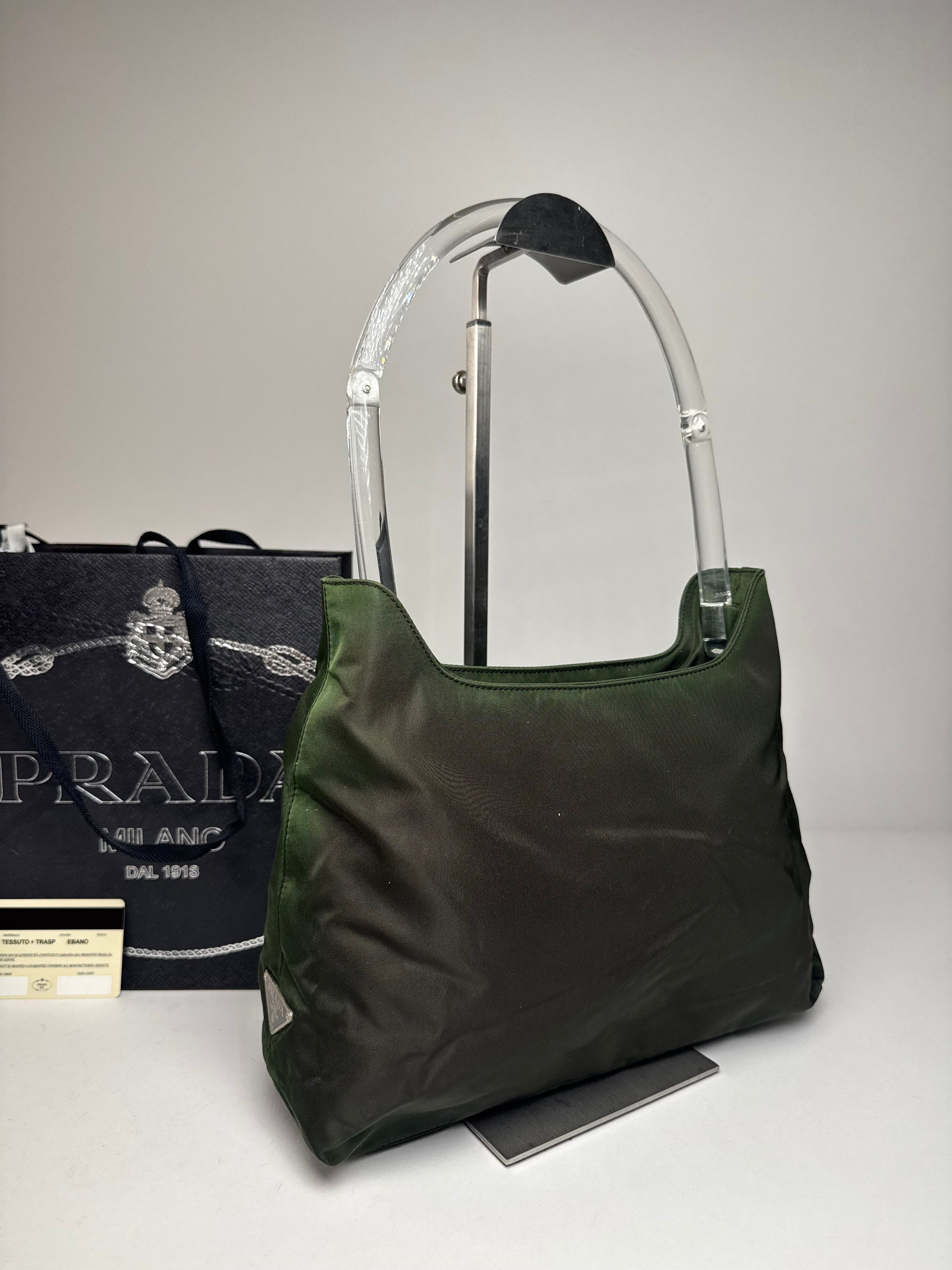 Prada Vintage Polyester Handbag Green Size ONE SIZE - 6 Thumbnail