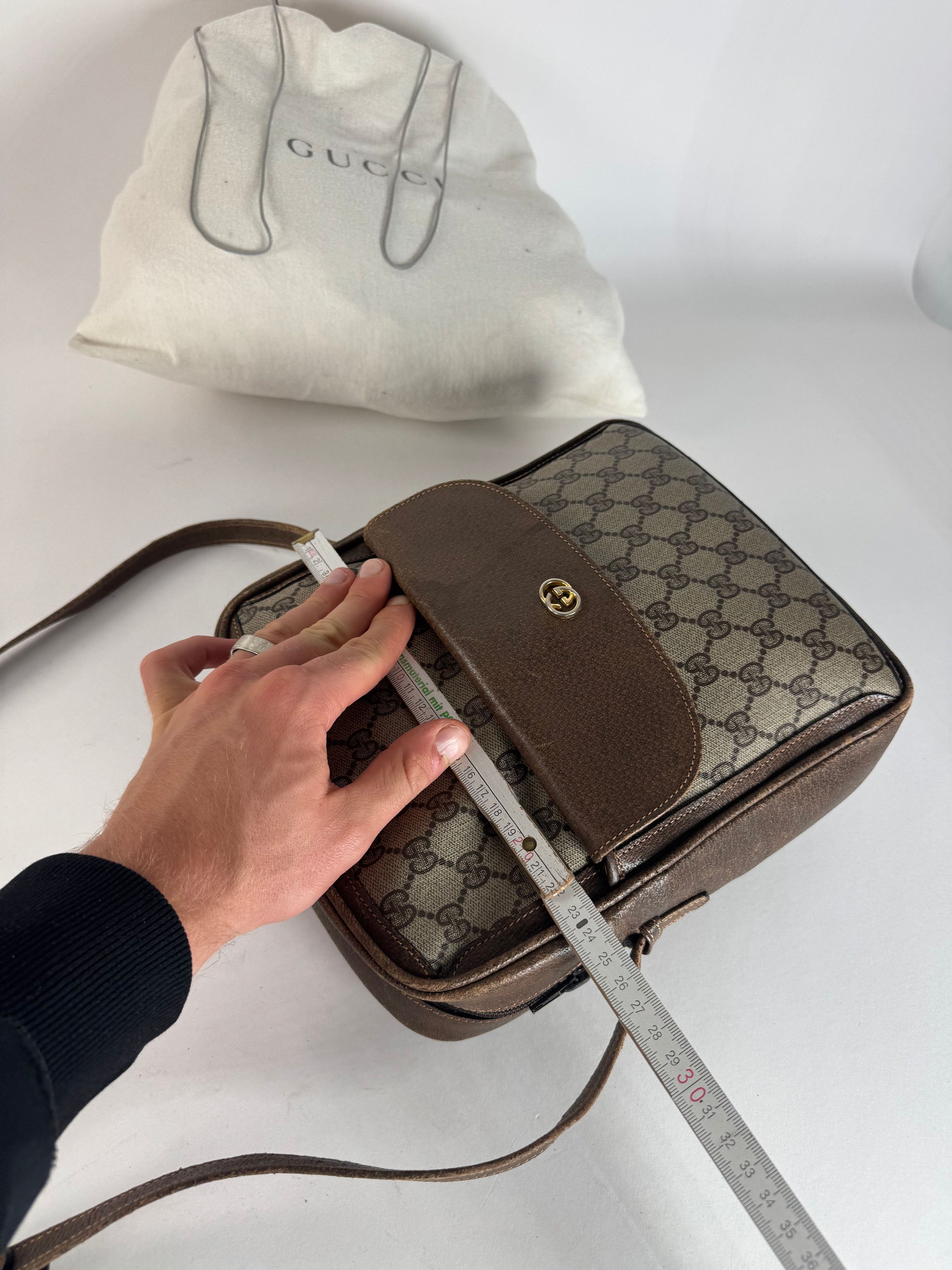 Gucci Vintage Monogram Leather Shoulder Bag Grey / Brown Size ONE SIZE - 12 Thumbnail