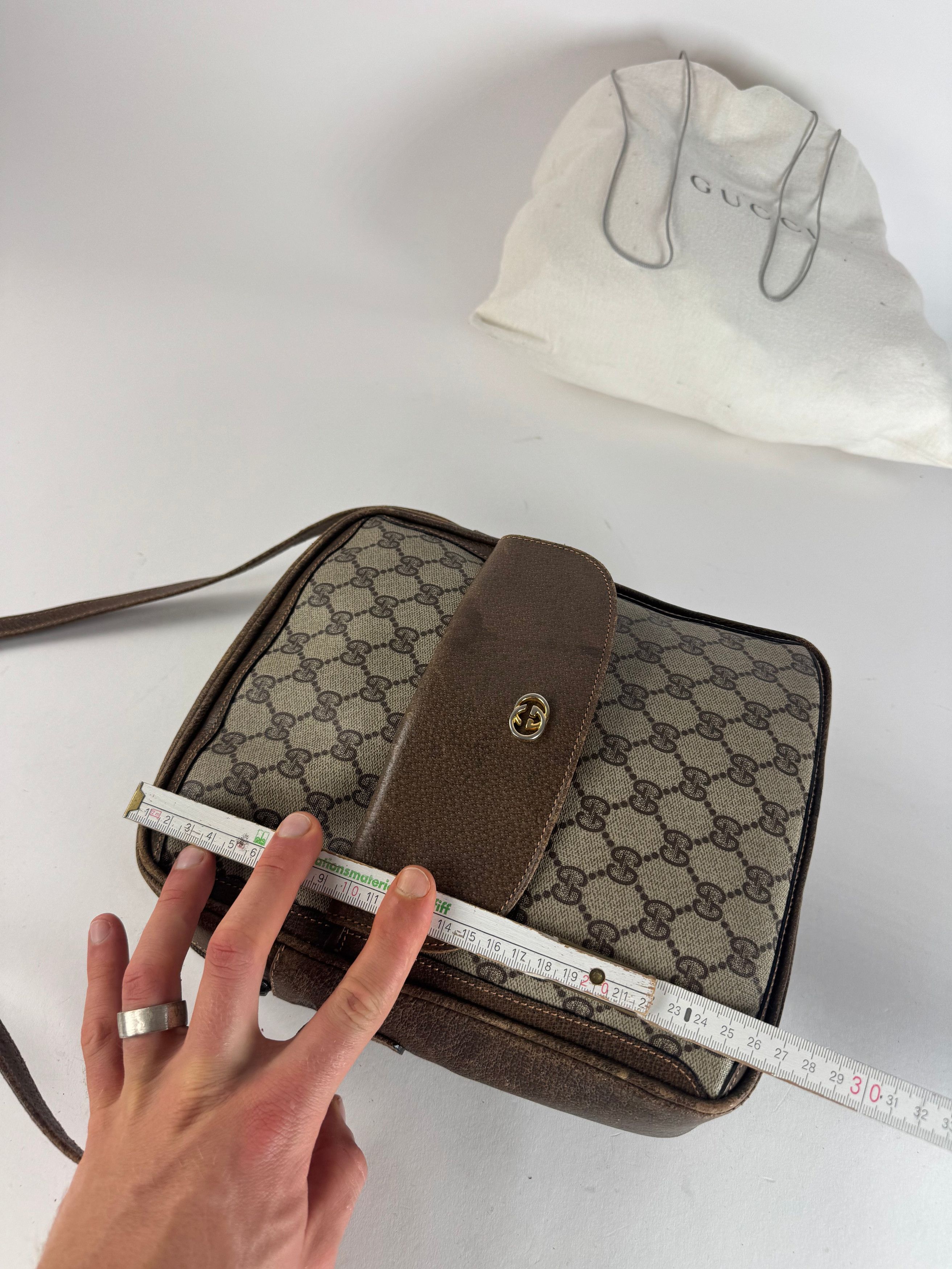 Gucci Vintage Monogram Leather Shoulder Bag Grey / Brown Size ONE SIZE - 13 Thumbnail