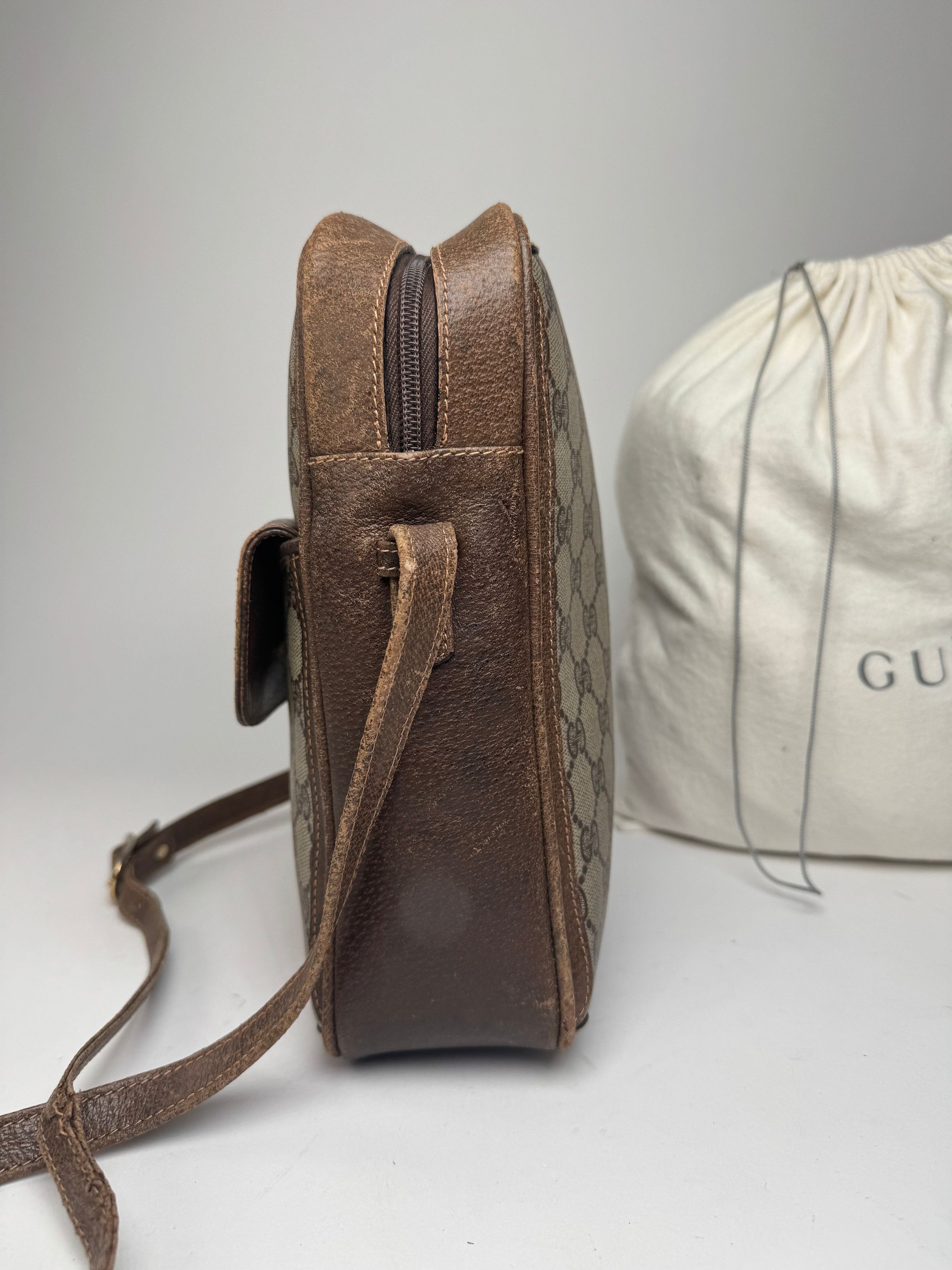 Gucci Vintage Monogram Leather Shoulder Bag Grey / Brown Size ONE SIZE - 8 Thumbnail