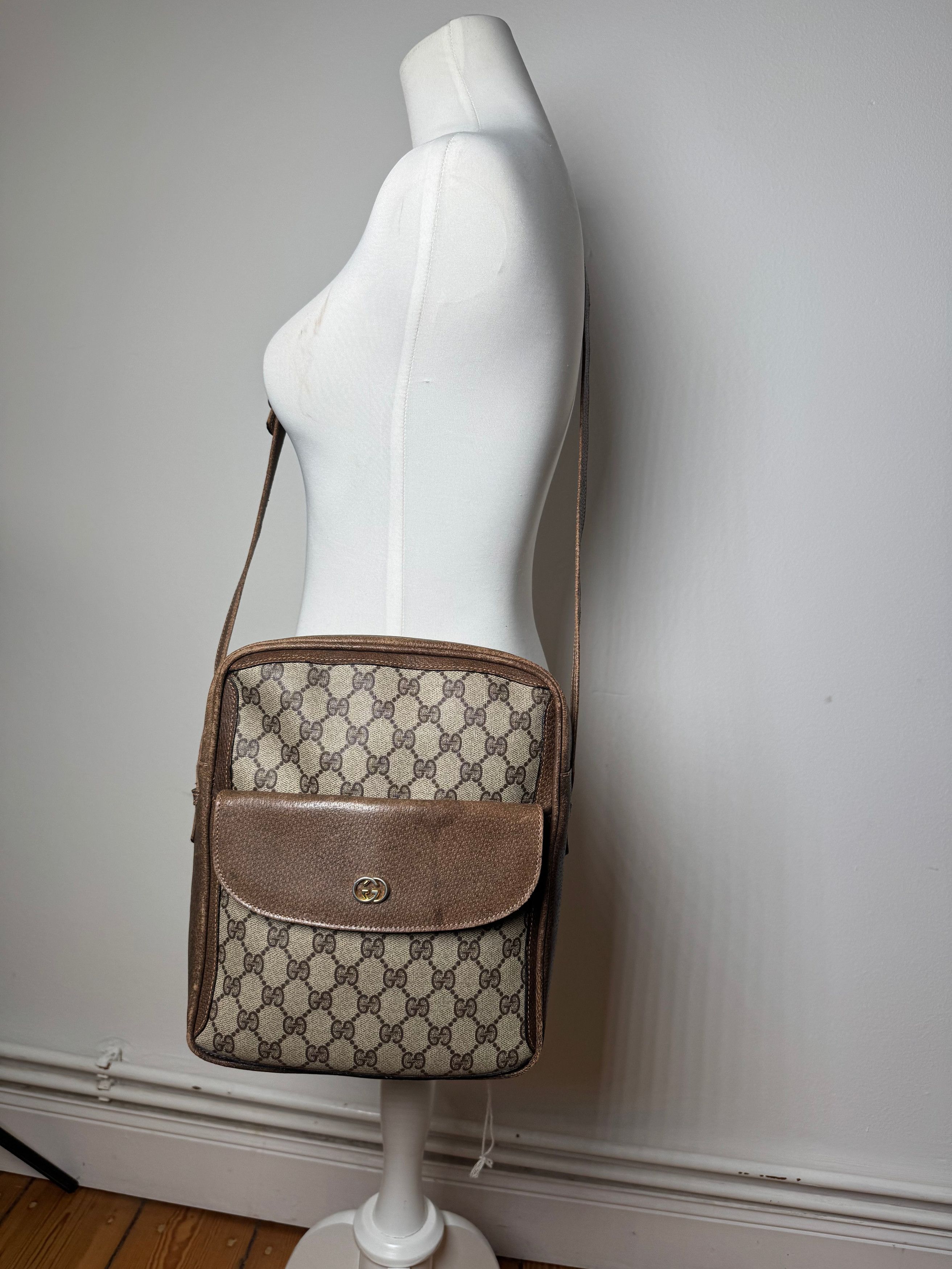 Gucci Vintage Monogram Leather Shoulder Bag Grey / Brown Size ONE SIZE - 4 Thumbnail