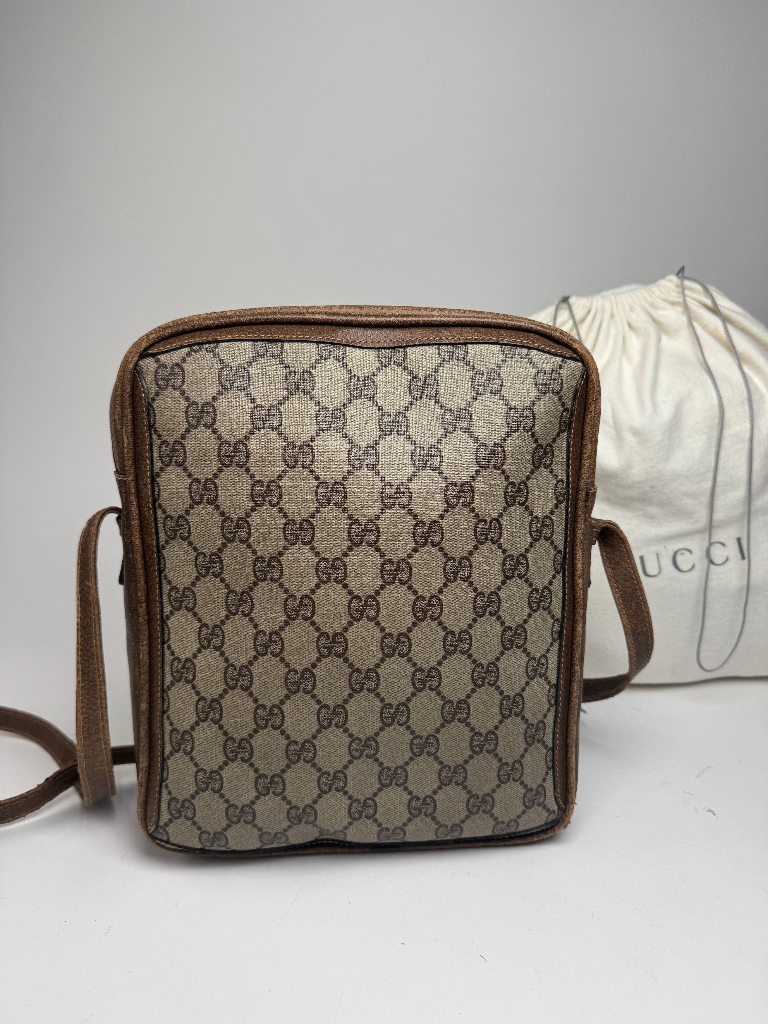 Gucci Vintage Monogram Leather Shoulder Bag Grey / Brown Size ONE SIZE - 9 Thumbnail
