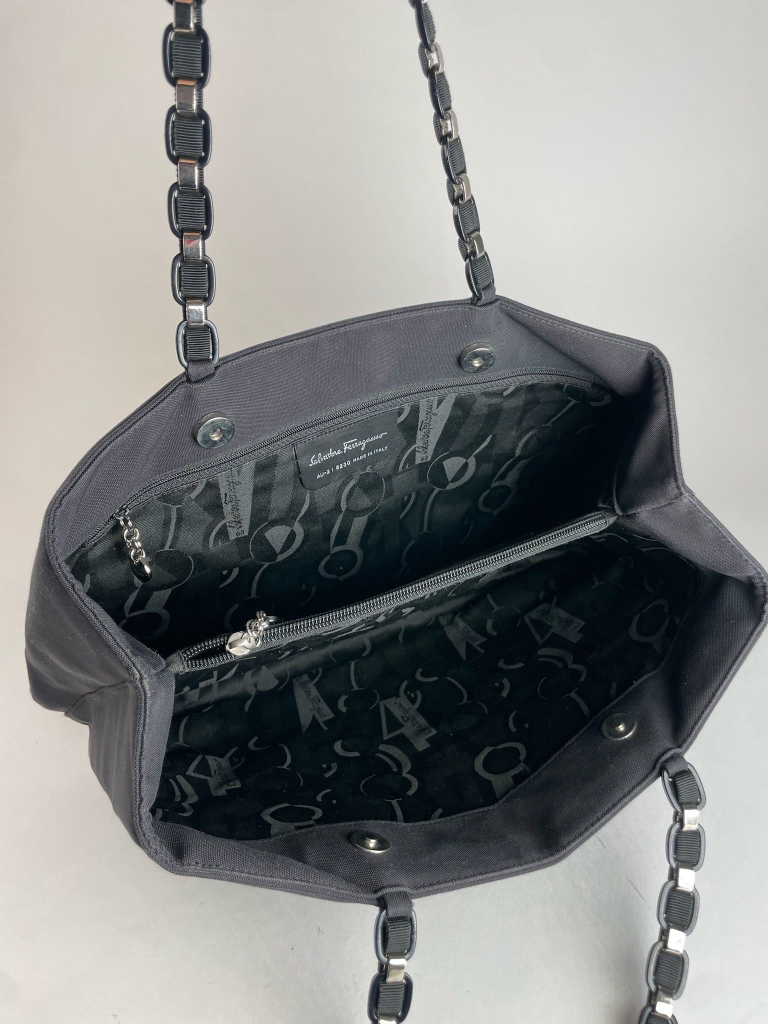 Salvatore Ferragamo Vintage Polyester Handbag Black Size ONE SIZE - 5 Thumbnail