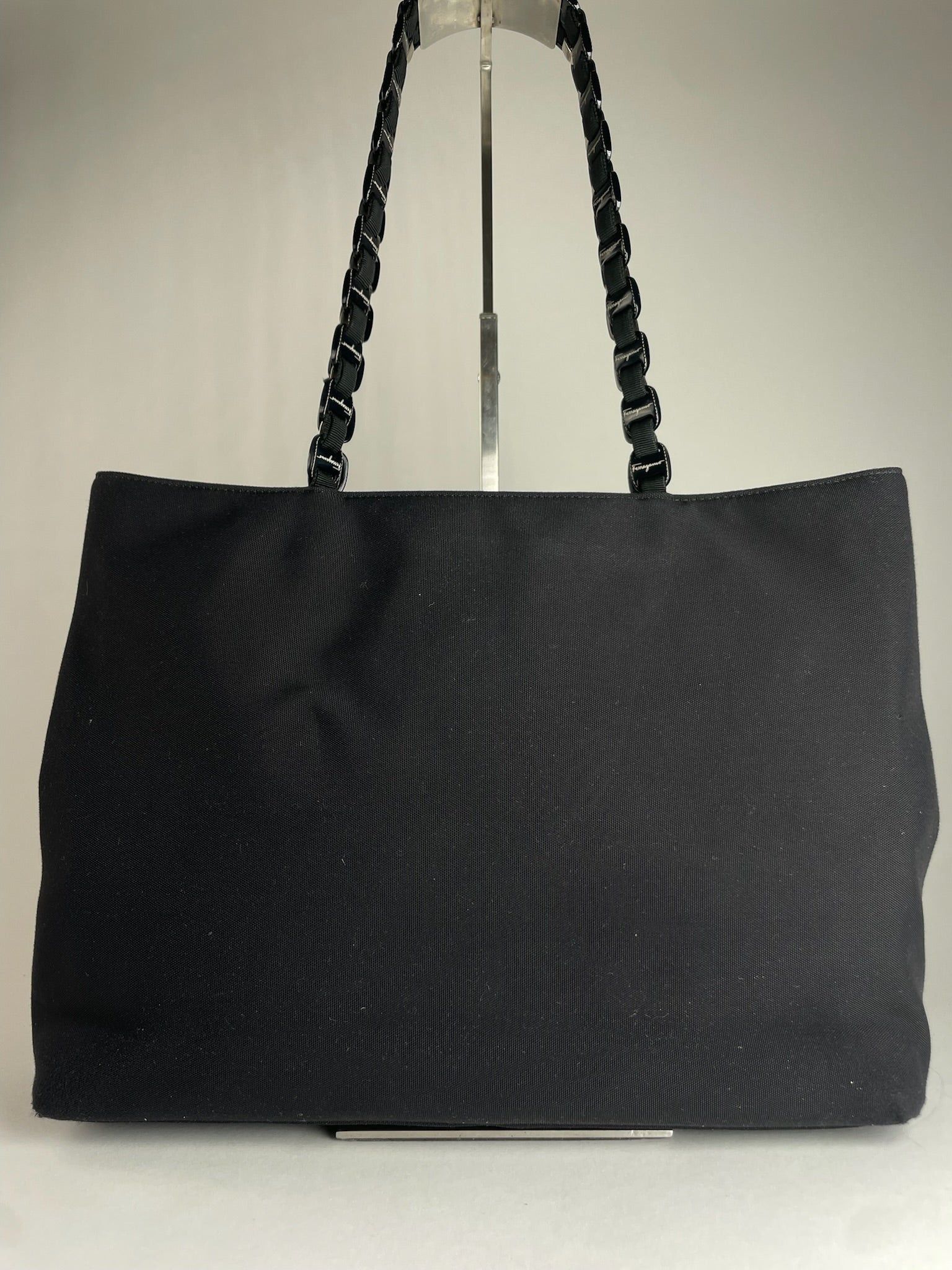 Salvatore Ferragamo Vintage Polyester Handbag Black Size ONE SIZE - 11 Thumbnail