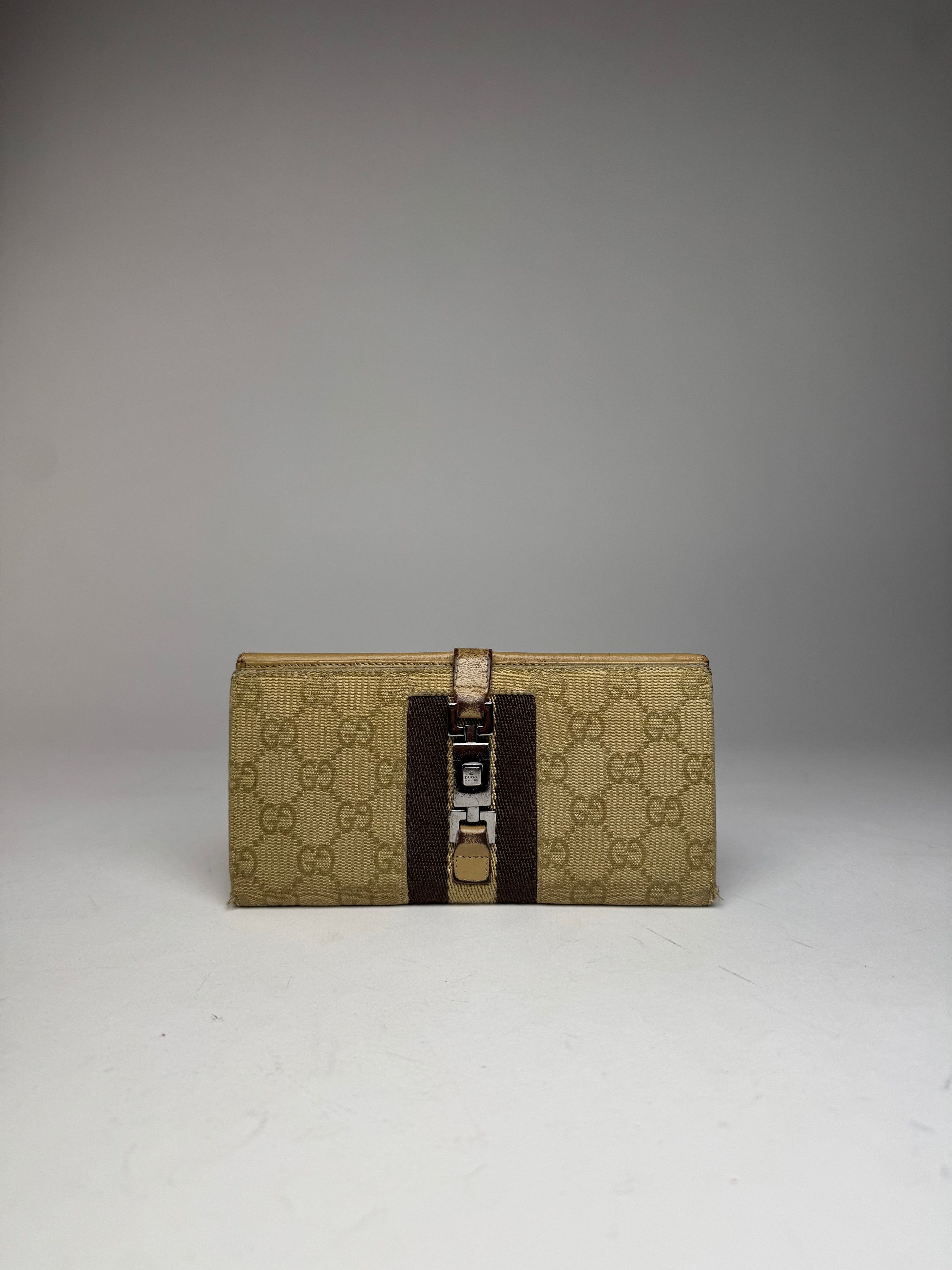 Gucci Vintage Jackie Monogram Wallet Brown Gold Size ONE SIZE - 7 Thumbnail