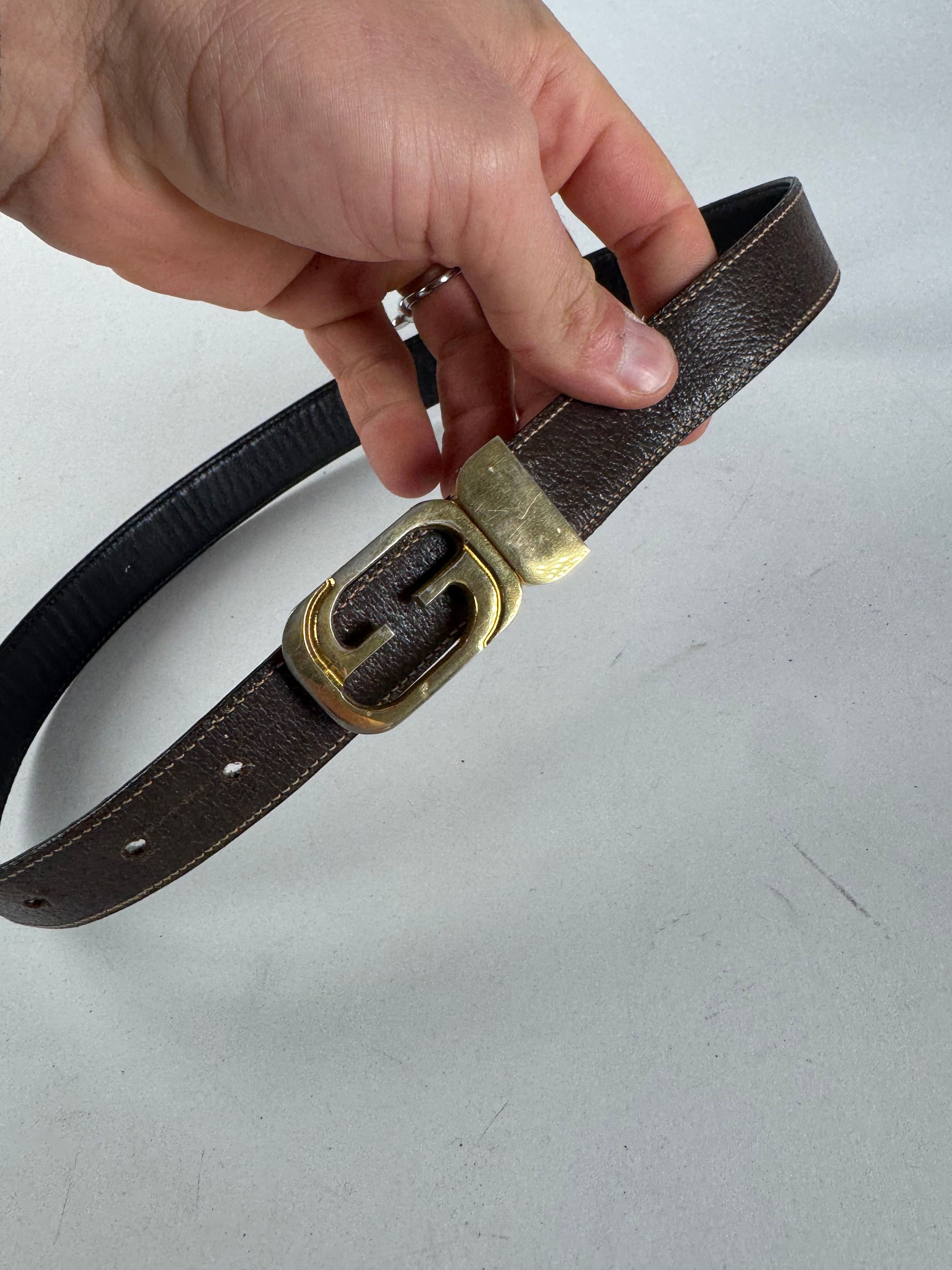 Gucci Vintage Leather Belt Brown Size ONE SIZE - 2 Thumbnail