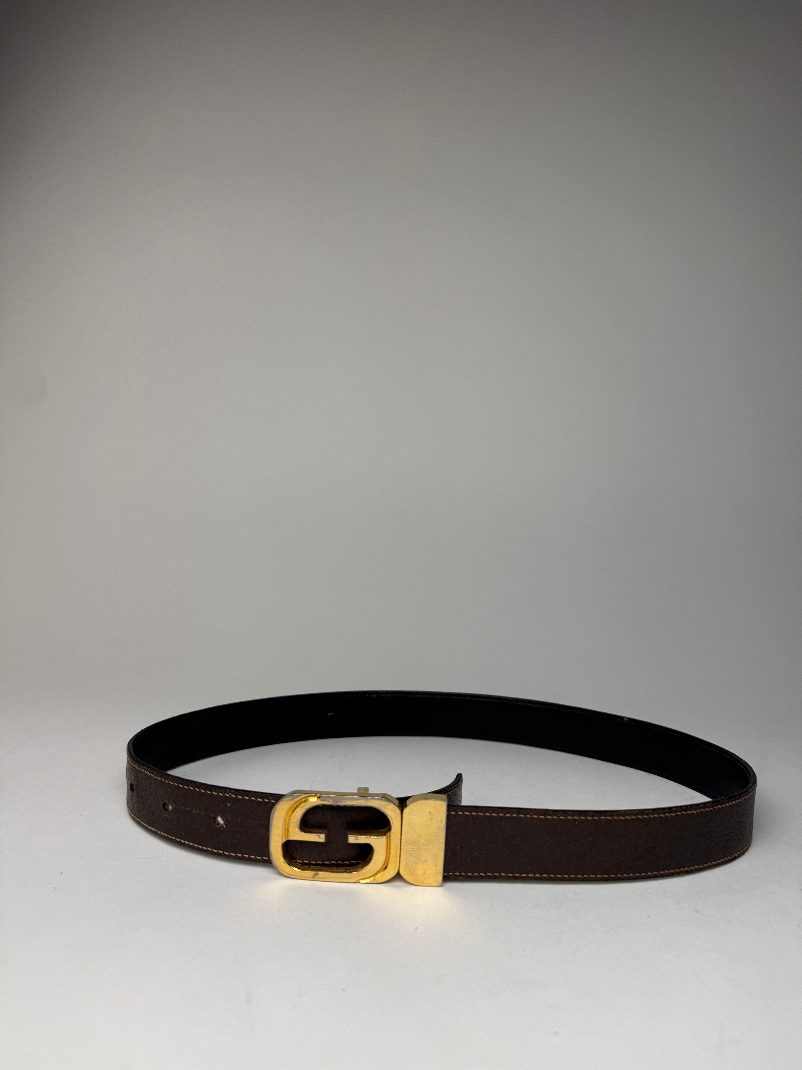 Gucci Vintage Leather Belt Brown Size ONE SIZE - 7 Thumbnail