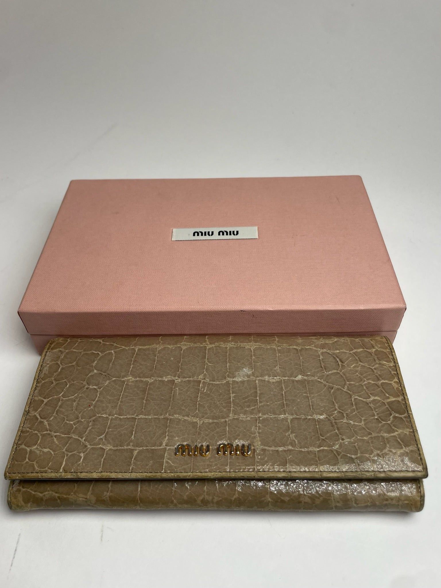 Miu Miu Vintage crocodile Emblossed Leather Wallet Brown Size ONE SIZE - 10 Thumbnail