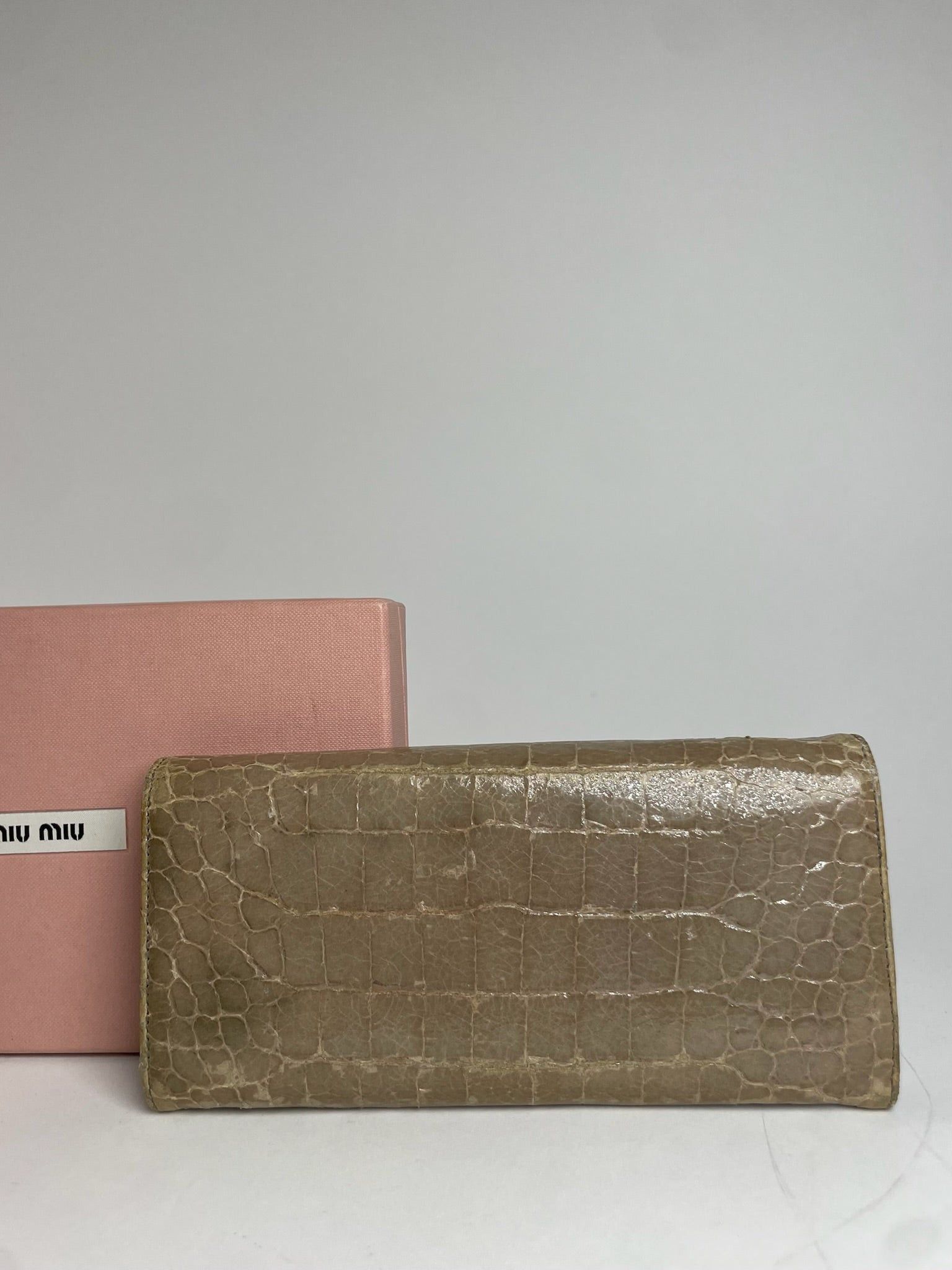 Miu Miu Vintage crocodile Emblossed Leather Wallet Brown Size ONE SIZE - 7 Thumbnail