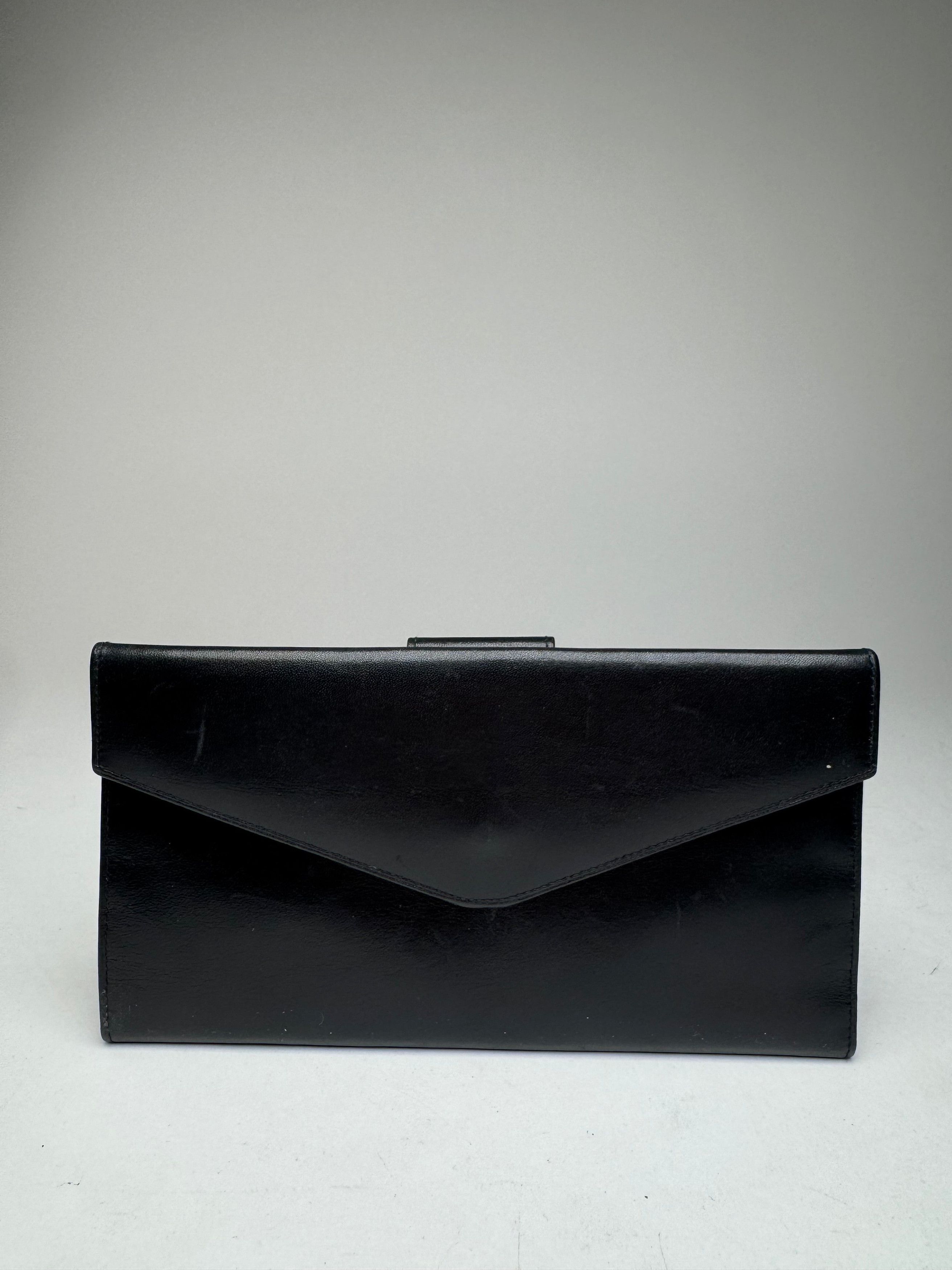 Celine Vintage Paris Triomphe Leather Wallet Black Size ONE SIZE - 2 Thumbnail