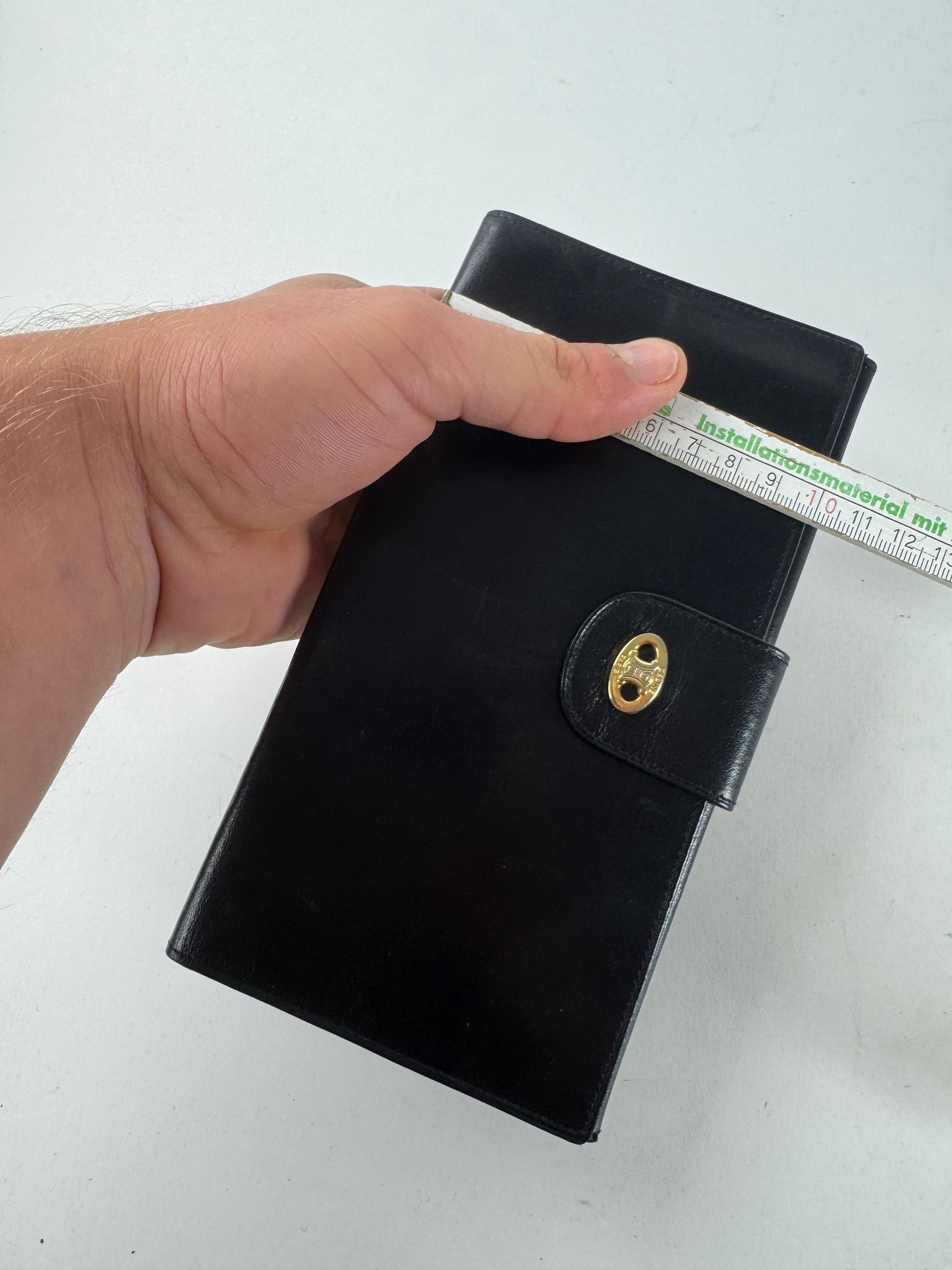 Celine Vintage Paris Triomphe Leather Wallet Black Size ONE SIZE - 9 Thumbnail